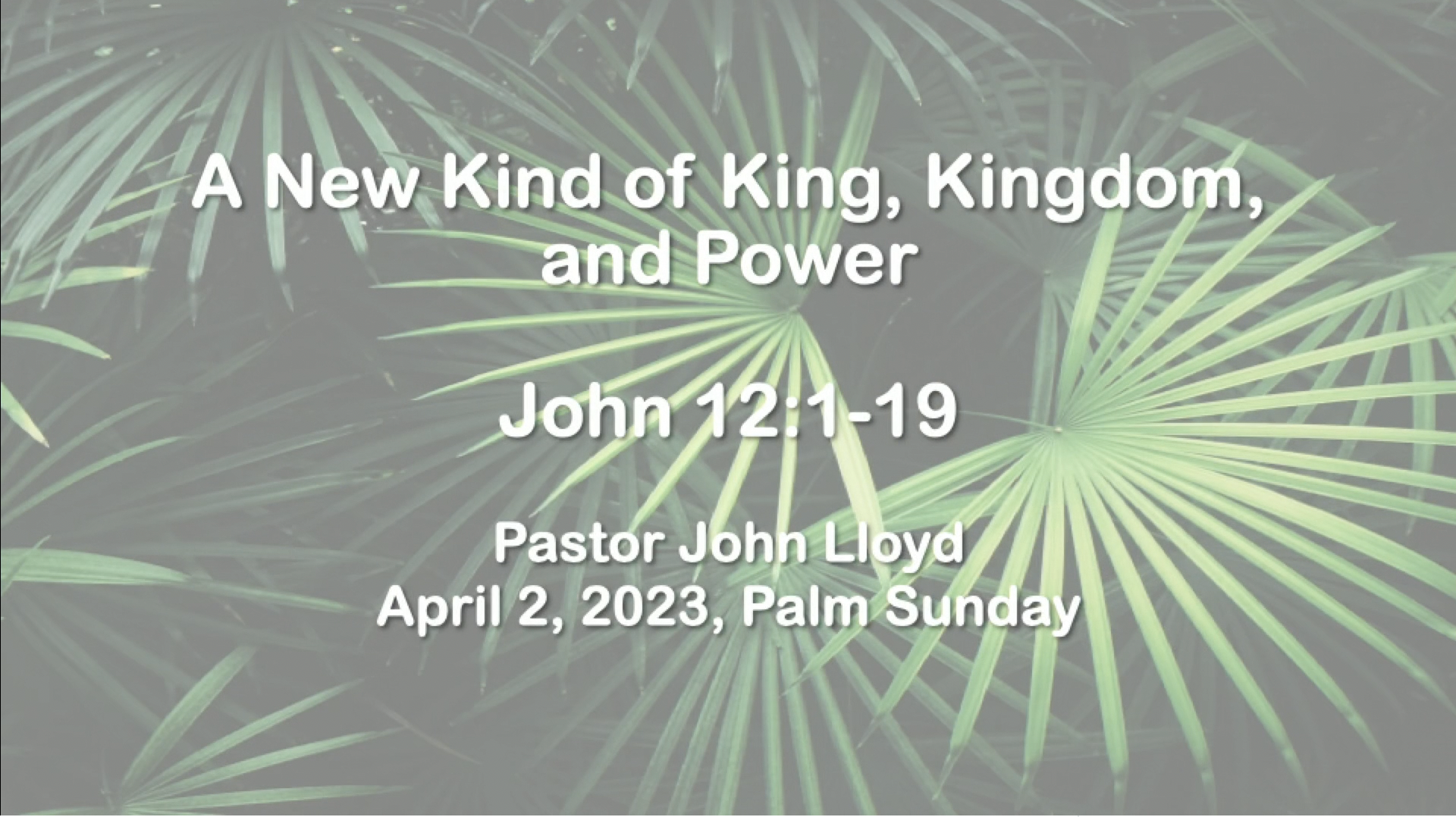John Lloyd - A Different Kind of King (Palm Sunday) - John 12:1-19