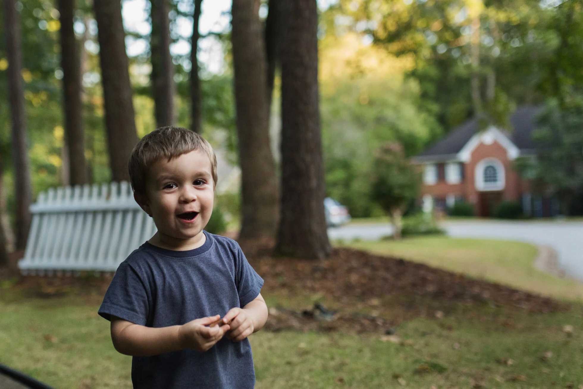 Why is being almost 3 awesome? Because it makes your day when the neighbors put out their pumpkins.