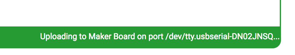 This status shows up after the "compiling...." message if there are no errors in the code. It should appear for 2 - 20 seconds.