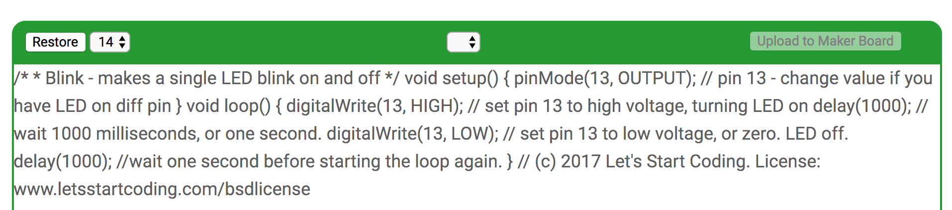 If you don't have Javascript enabled, your code editor will look like this.