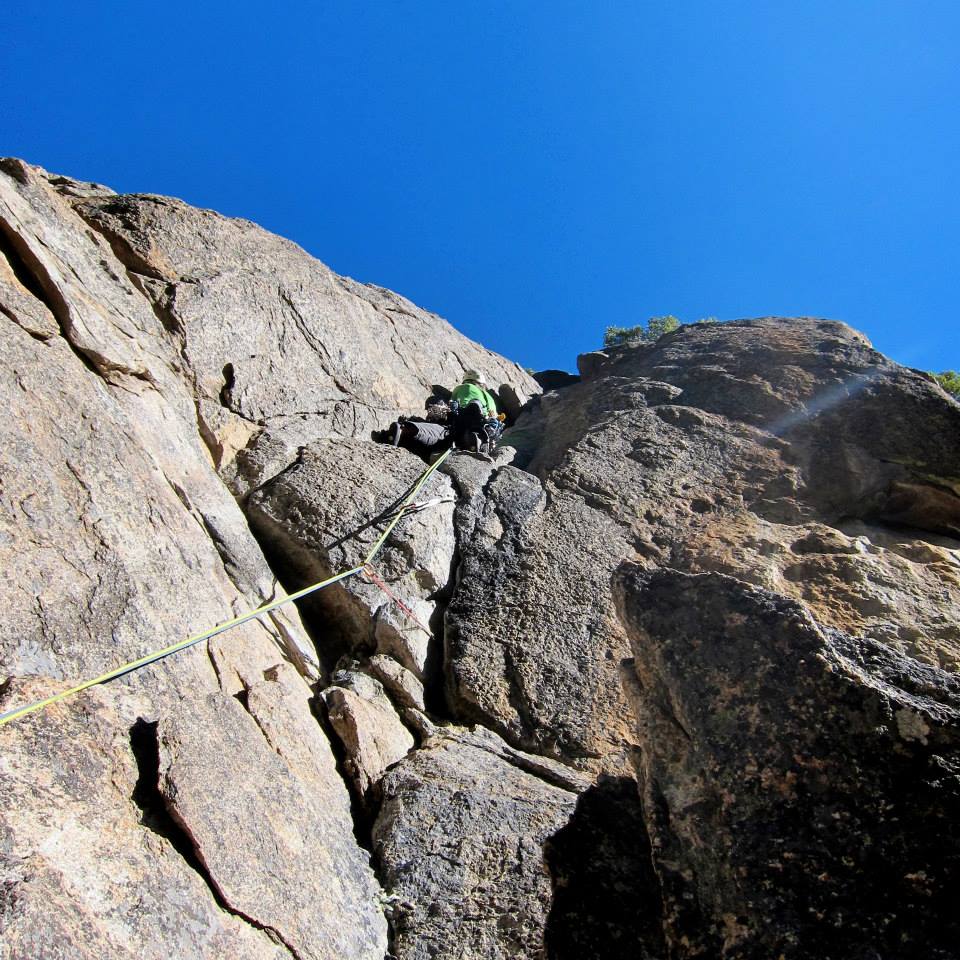 Ken leading one of the steepest pitches of the route.