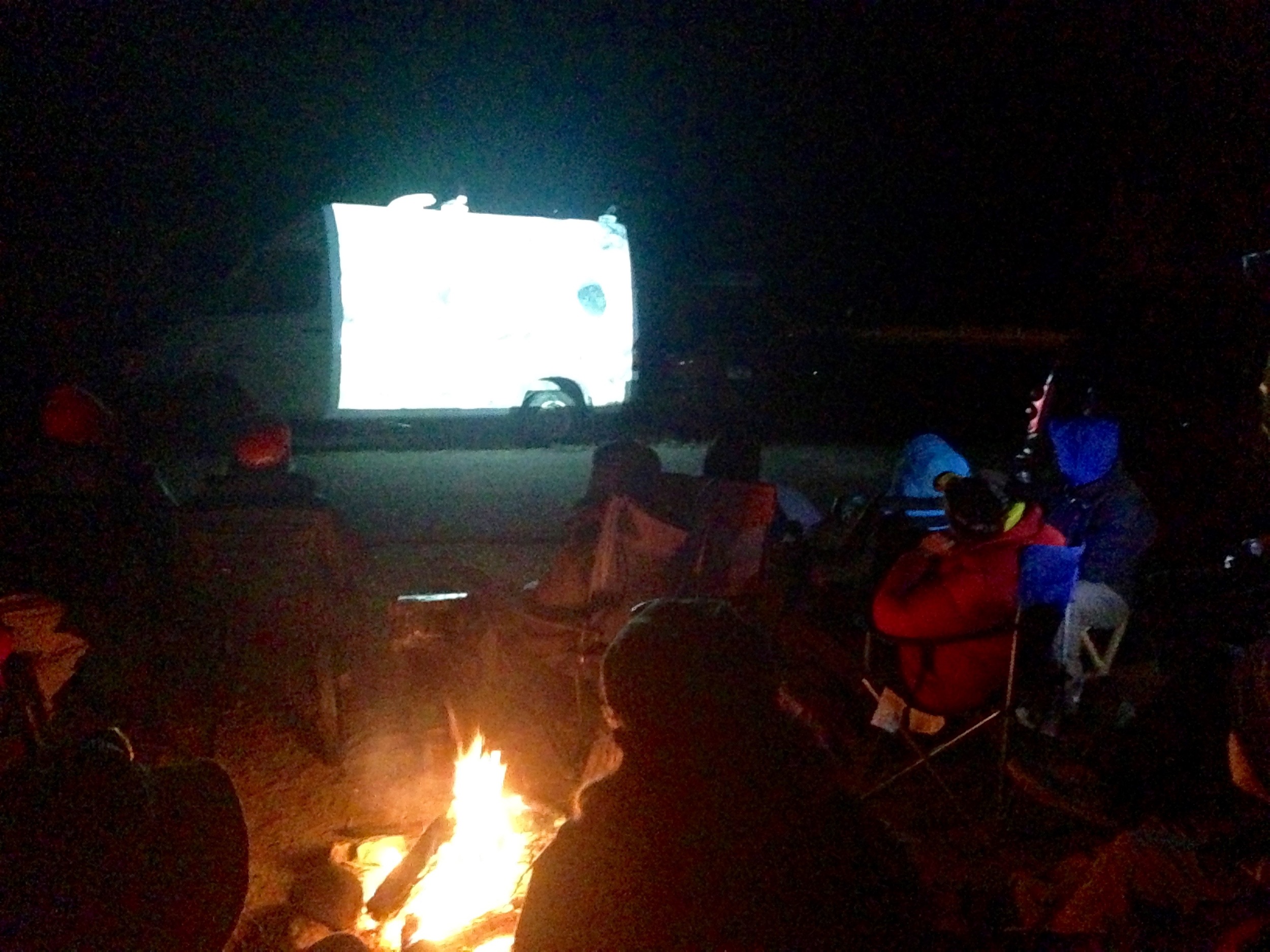Watching Reel Rock projected on the side of a van!