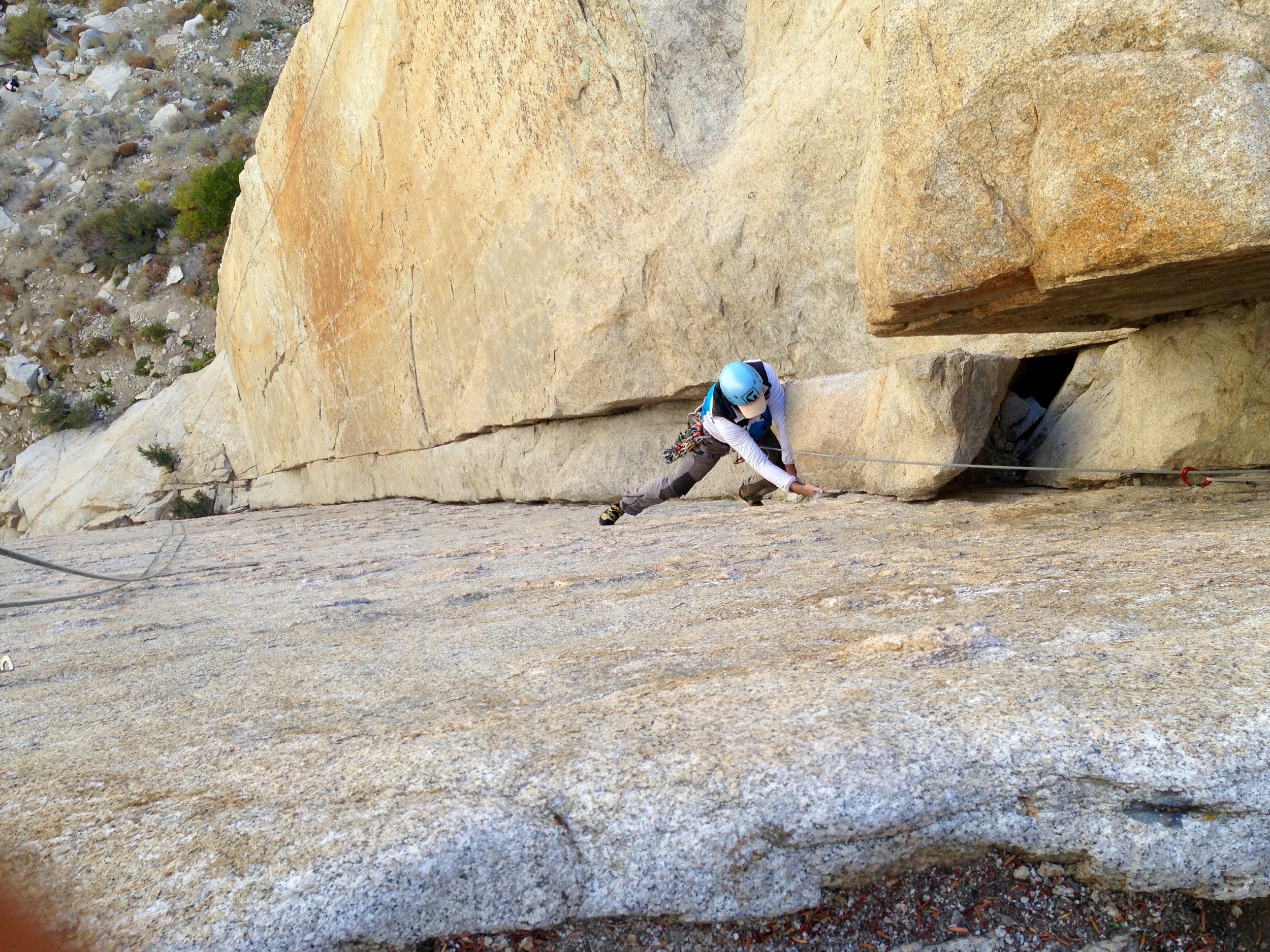 On one of our last days we returned to climb at Pine Creek Canyon. Here, Paul follows on Shiela, a 5.10a that was a full 70m.
