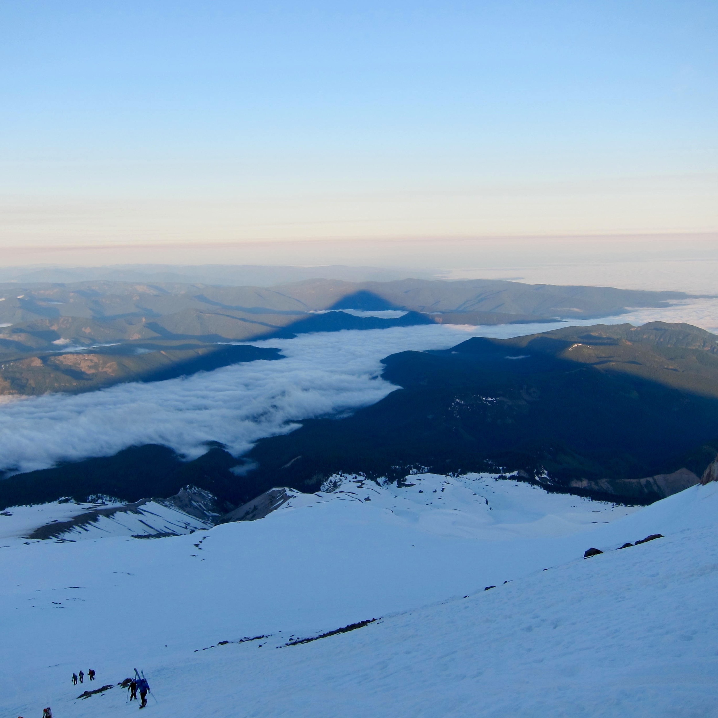 Sunrise shadow, and a pretty good sized crew behind us.