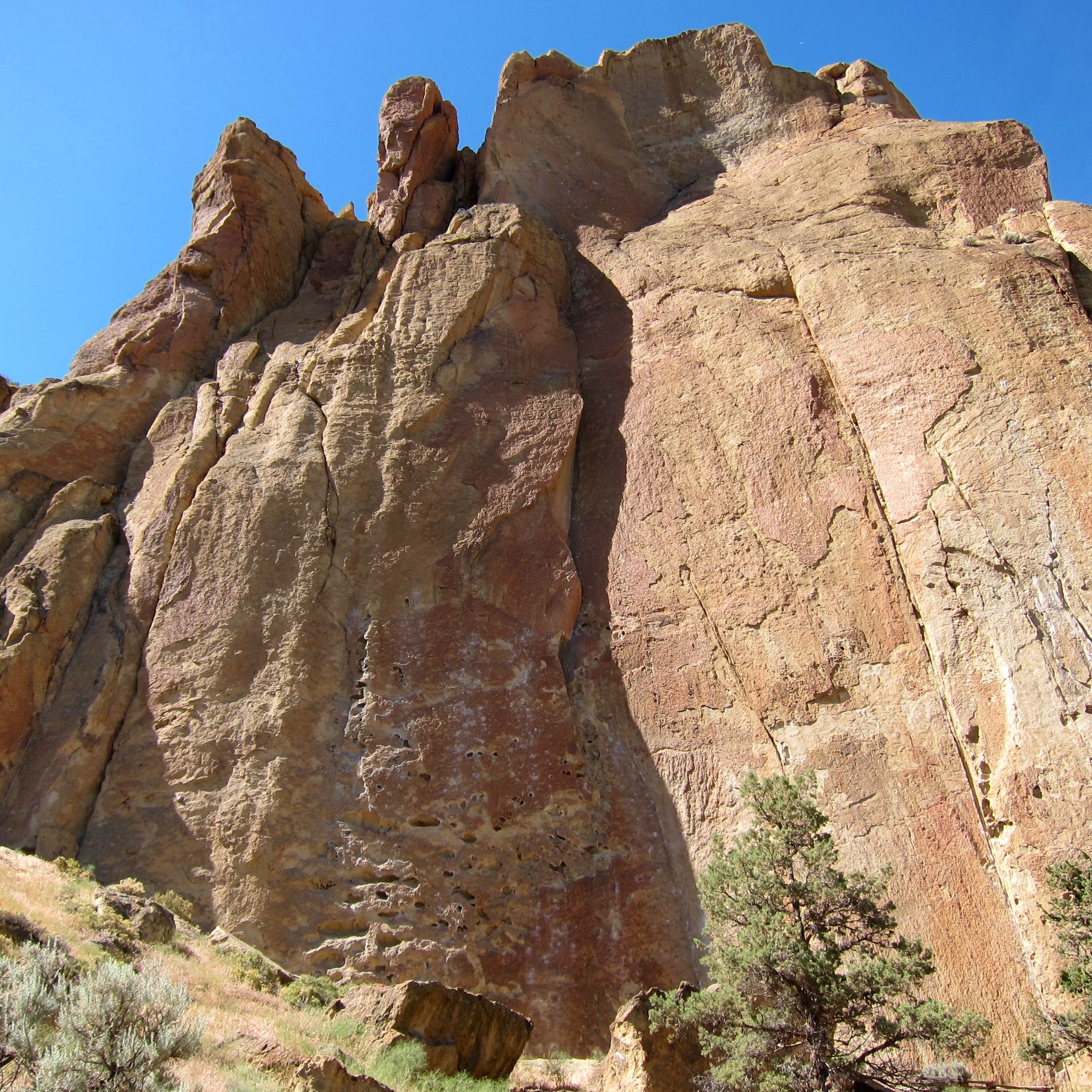 Finally, some warm climbing! We climbed Zebra Zion 5.10b, which follows the dihedral in the center, and wanders up right then left to the top. We had a mini epic here. Ran out of water on pitch 3 of 5. Got our rappel rope stuck and had to ascend the rope back to the summit. Decided to walk off in our climbing shoes since our approach shoes were at the base. The suffering made the beer taste that much better once we got back to the campsite! 