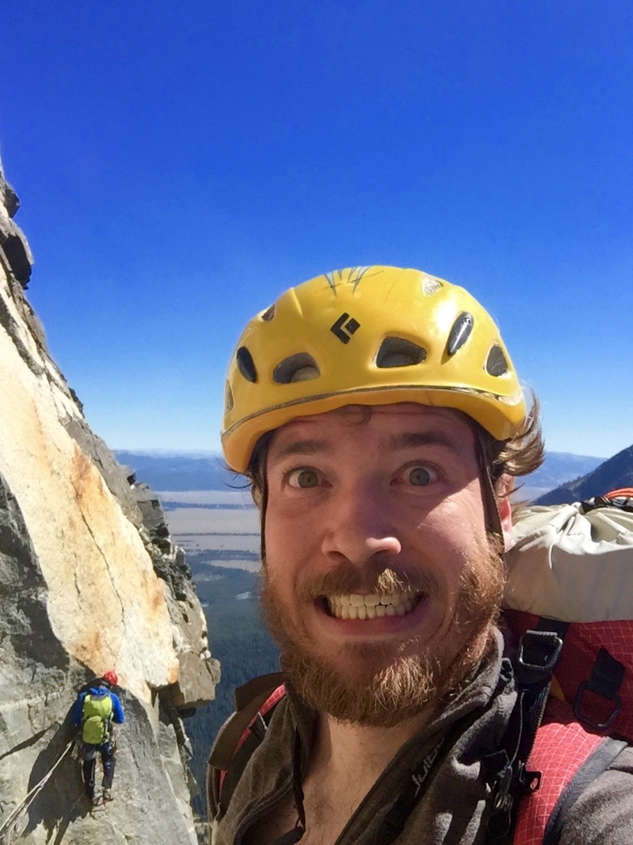 The most technical pitch of the route was a double pendulum to C1 aid to a tricky 5.9ish free move. The pendulums were off of pitons equalized with sun bleached nylon webbing, but the aid part was solid! 