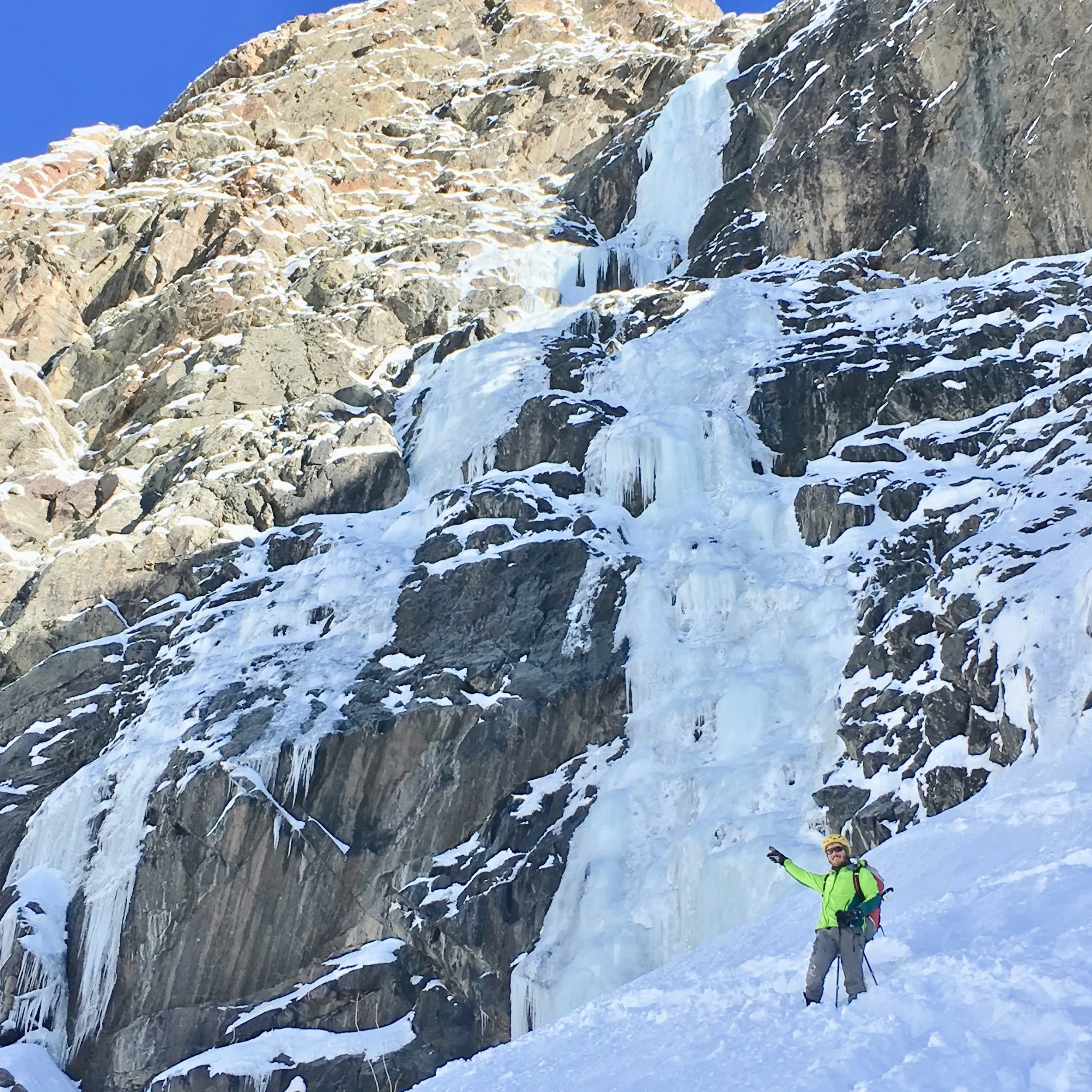 Looking back up the route. Each pitch was nearly 200', and we managed to get back to the base before the sun hit. Great success!