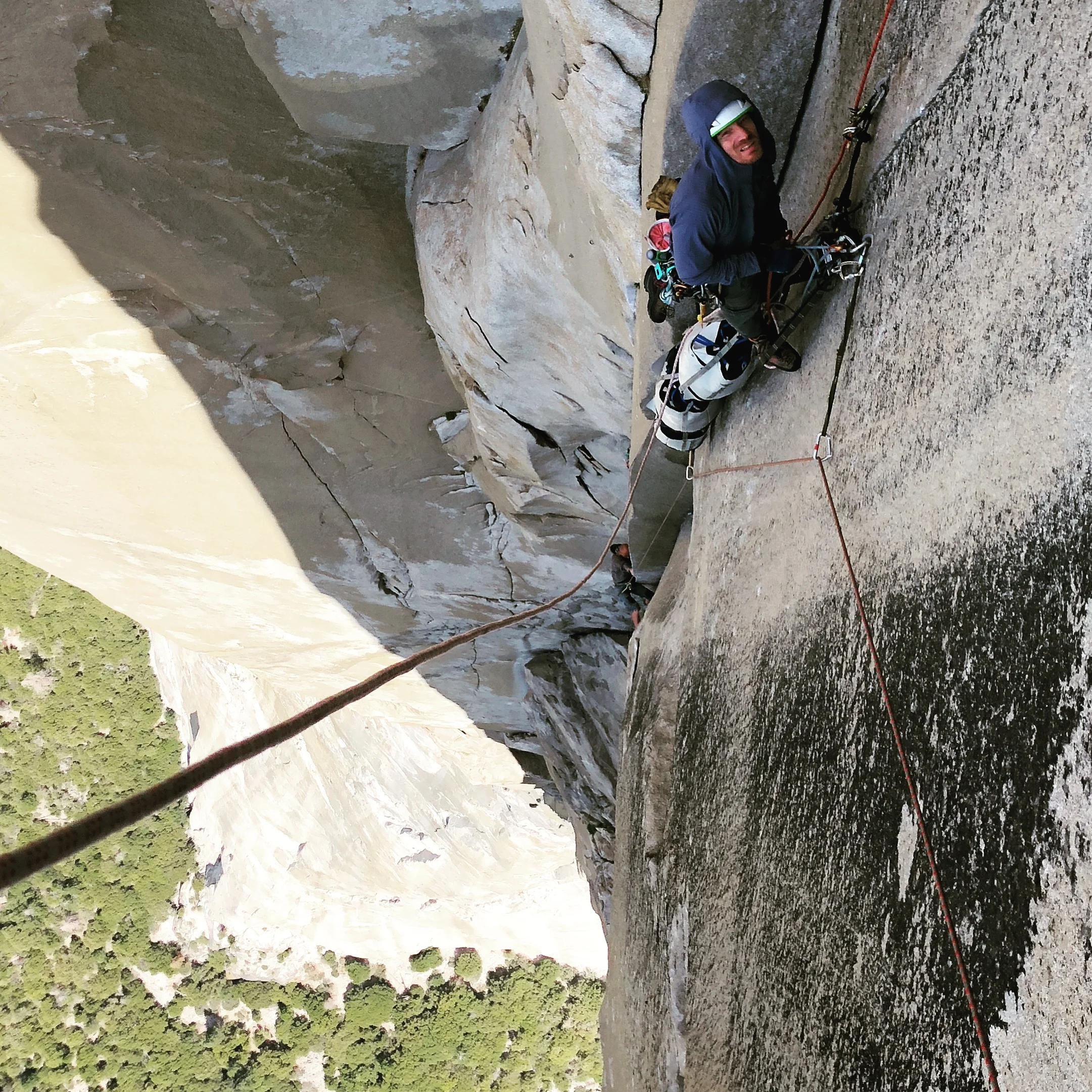 Looking down Changing Corners. A dude rapped in from the top to work the moves. Strong! 