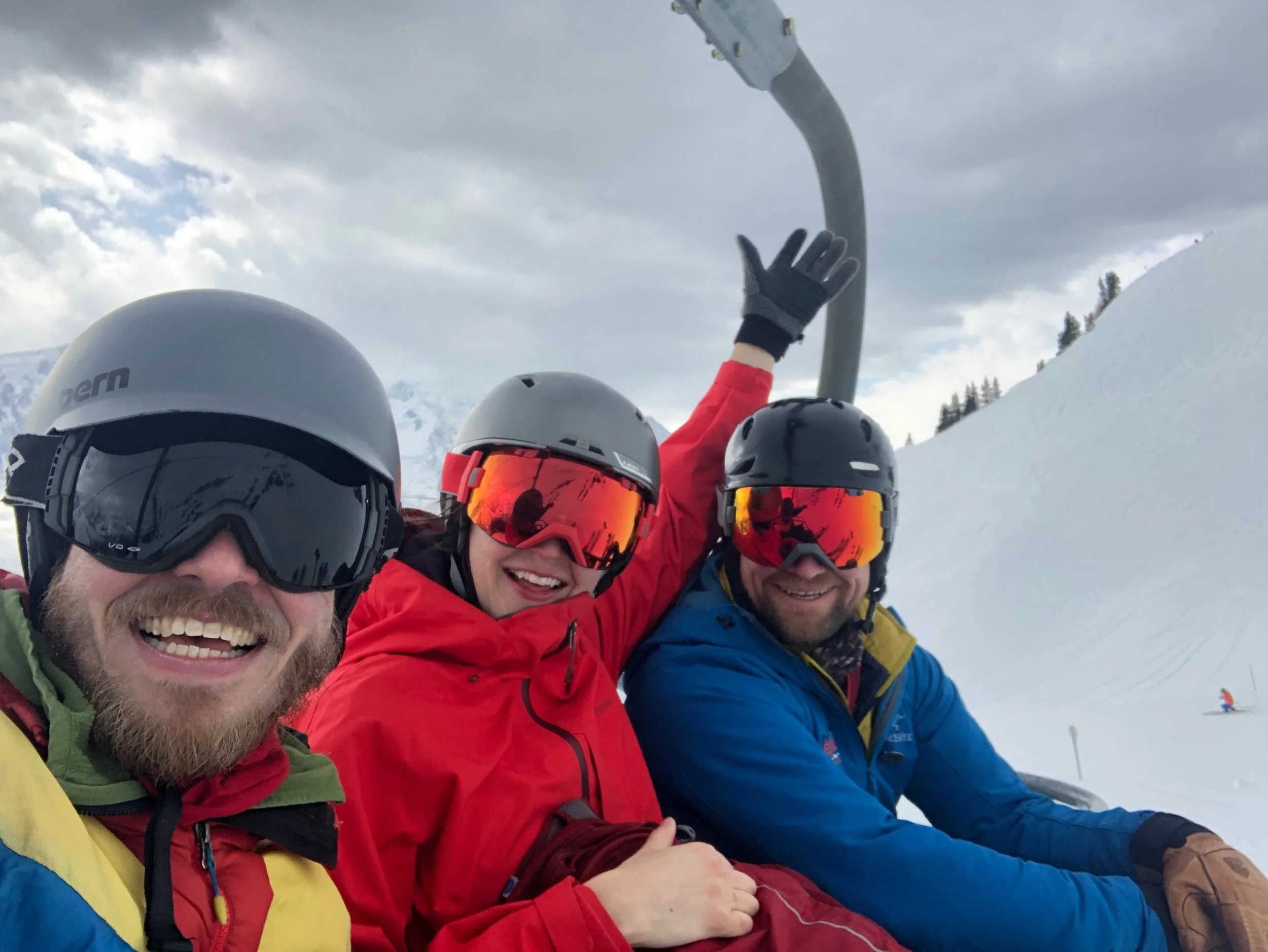 First day skiing in Cham! Virginia tore her ACL earlier in the season, and was having surgery the following week, but that wasn’t going to slow her down.