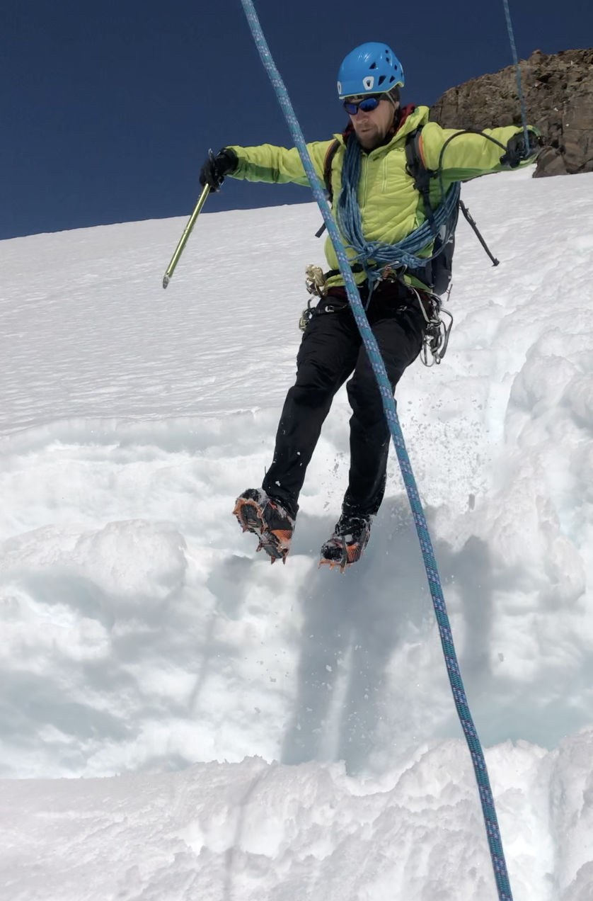 Jeff demonstrating proper crevasse crossings