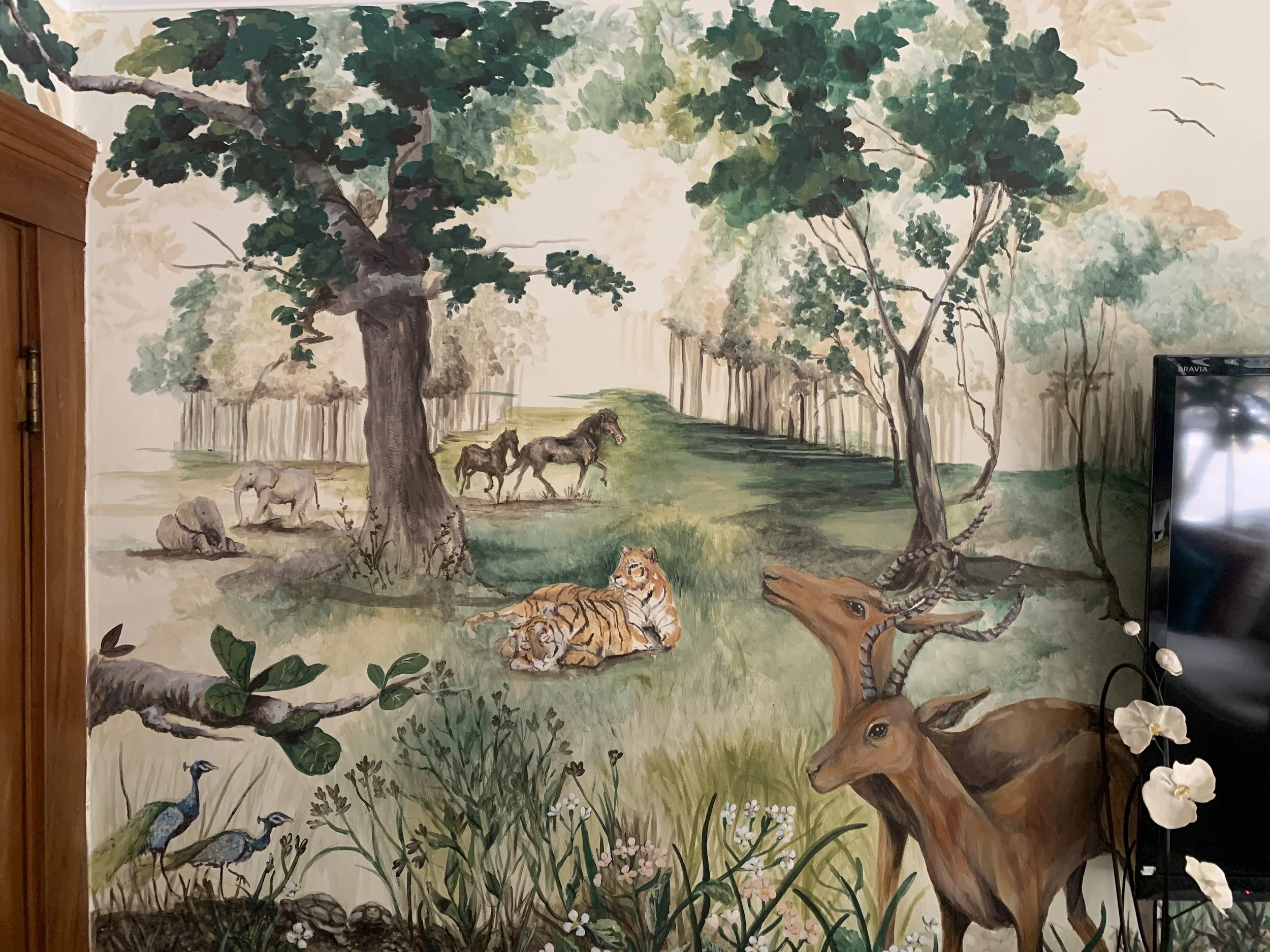   Amongst the Trees Mural: 2024   Acrylic on Plaster 