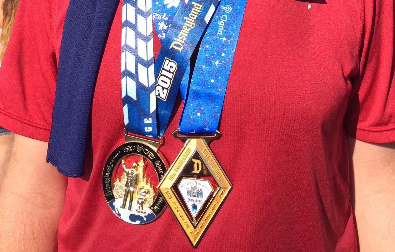 The half marathon medal inner part actually spins and has two faces!
