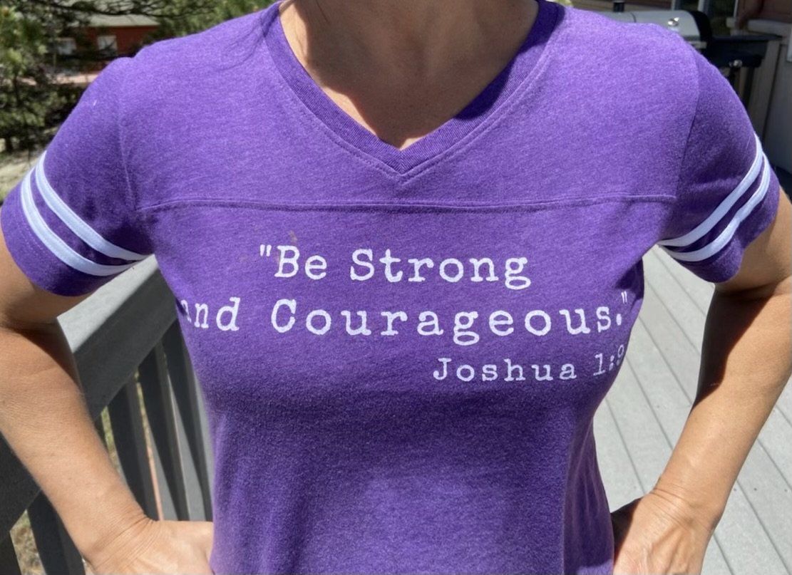 Ladies Purple Courage Tee $20