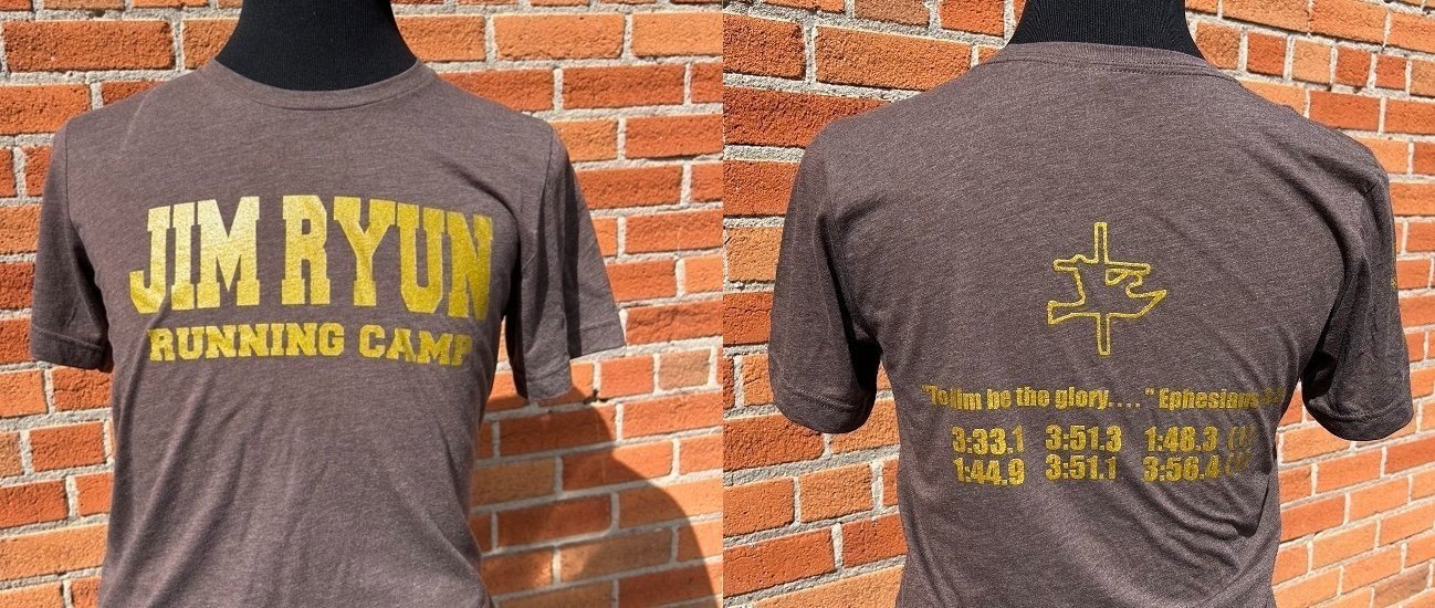50th Anniversary Jim Ryun Running Camp Gold Glitter Tee $35