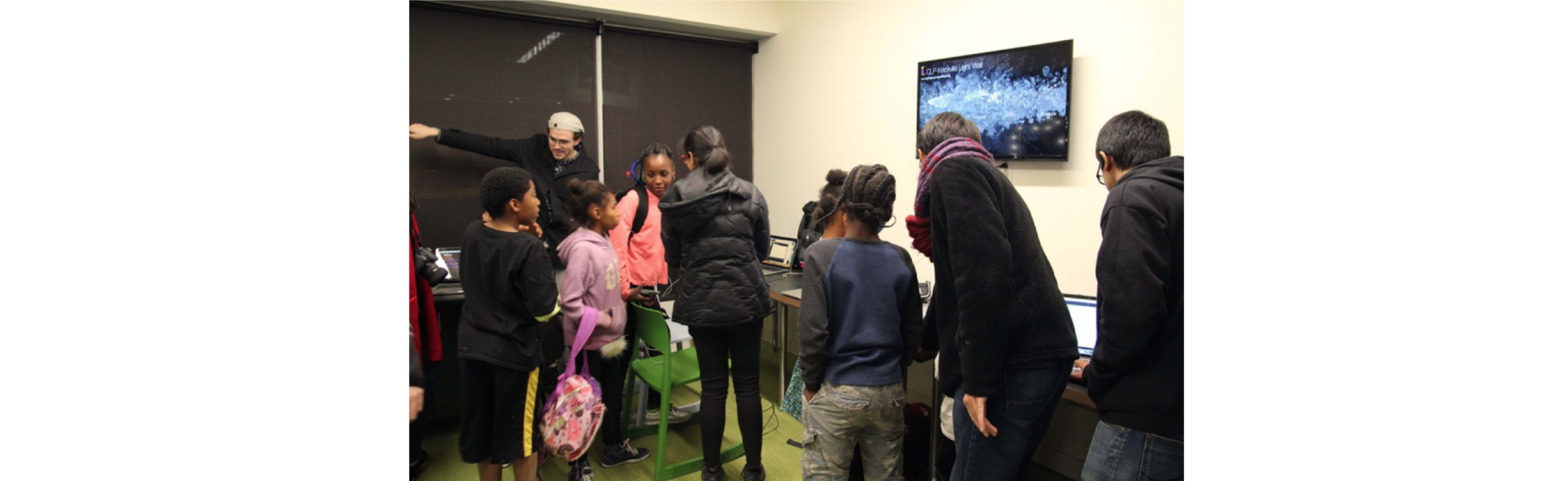 Knoxville Library testing session with kids using pinwheel/lightwall installation piece.