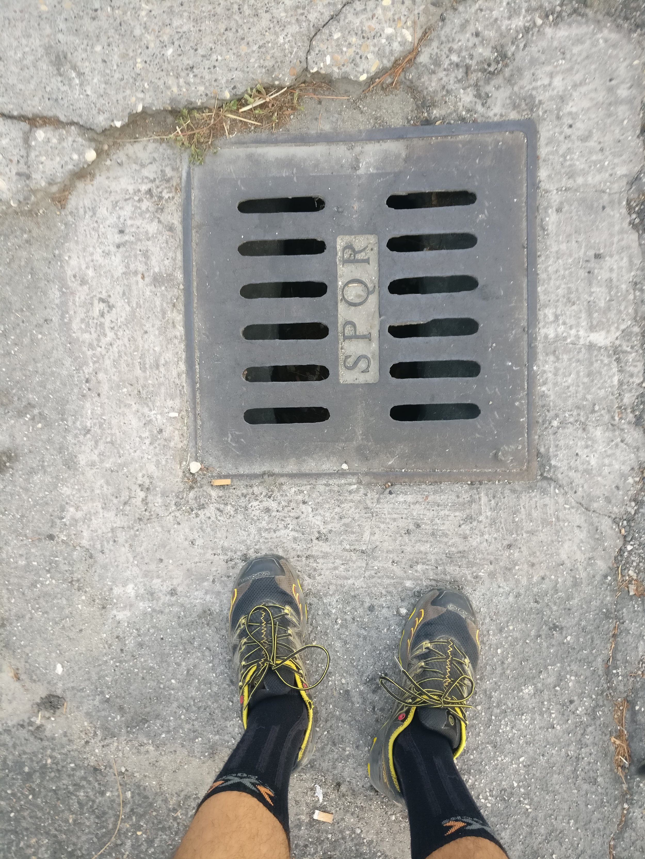  SPQR on the sewer coverings showed us we were coming to the end of our journey 