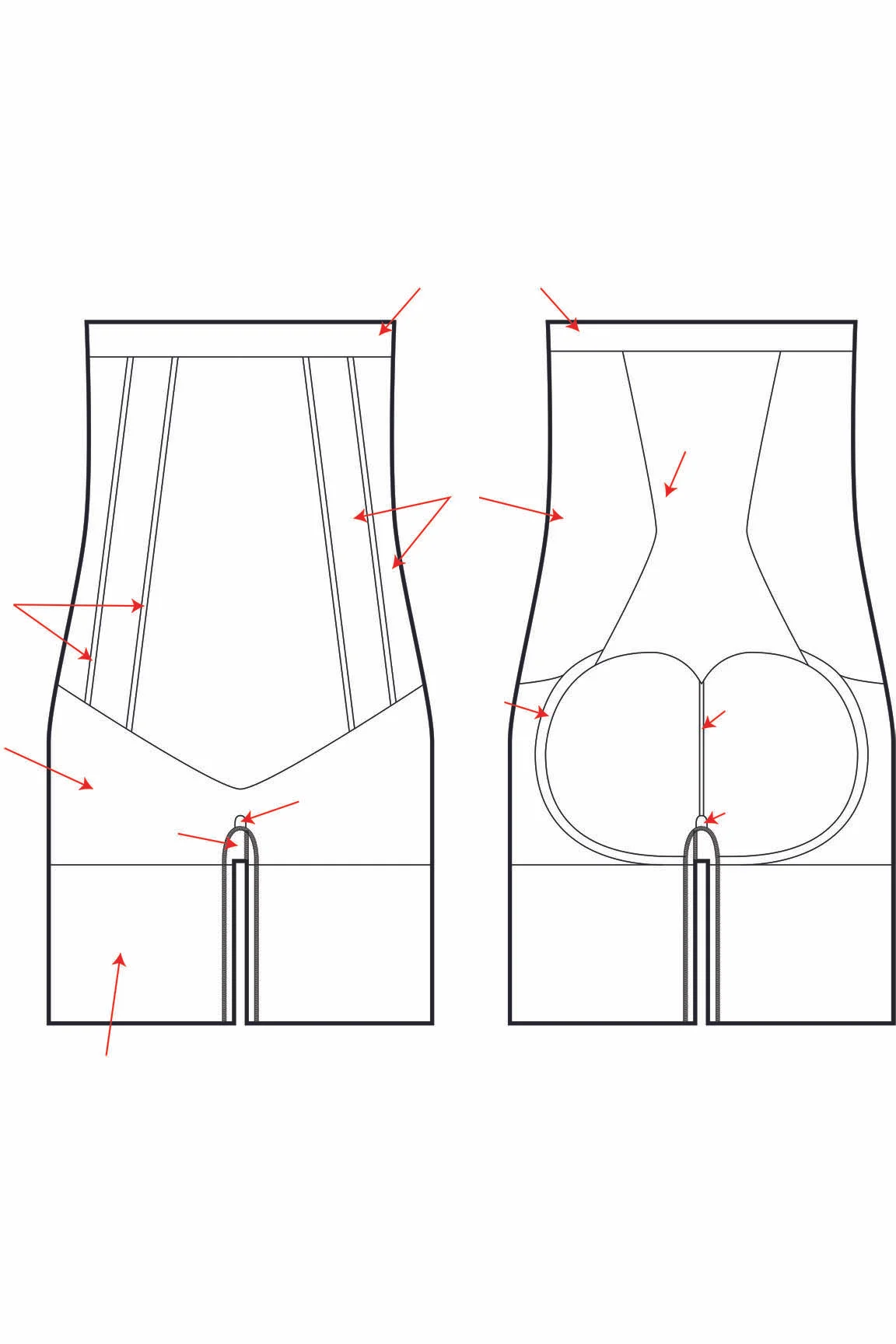 Detailed sketch calling out seamless zones on shaper. I created this sketch on Adobe Illustrator.