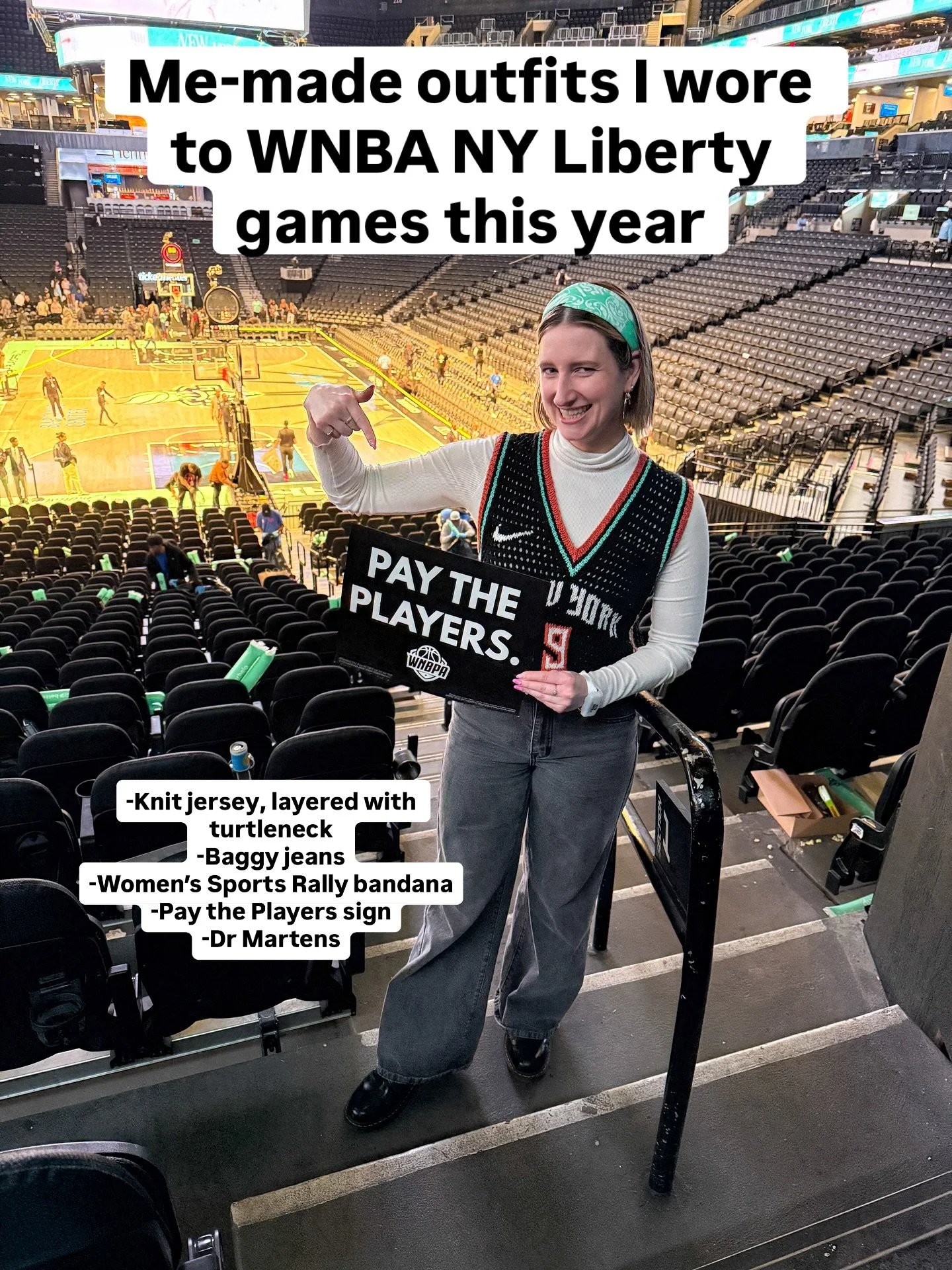 I attended 15 home games this season, these are my me-made the outfits!

I knit two Liberty tops, cut up two T-shirts, and embroidered over one T-shirt. 

Already planning more projects for next season!

#knitting #embroidery #WNBA #nyliberty
