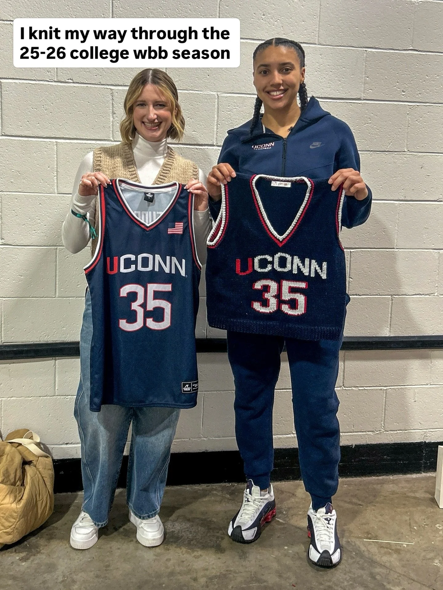 Knitting and women&rsquo;s sports just go together! 

All patterns and knitting by me

Yarn used is @cascadeyarns Ultra Pima Cotton 

The Tip Off Vest pattern was used for both jerseys and is available for pre-sale now! 

#knit #knitting #uconnwbb #n