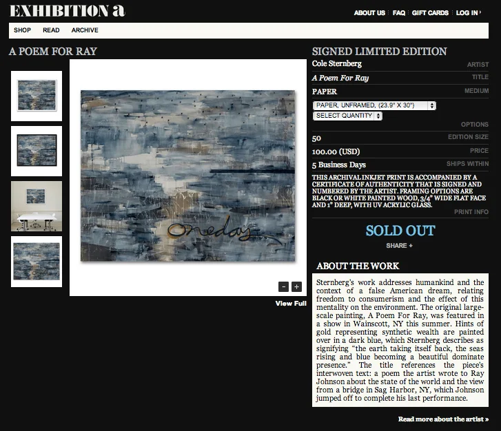 'a poem for ray' Print Released and Sold Out at Exhibition A