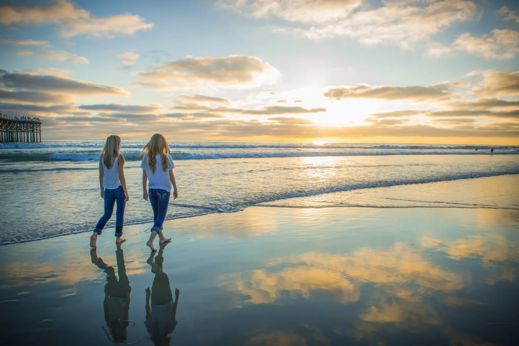 Sisters in sunset