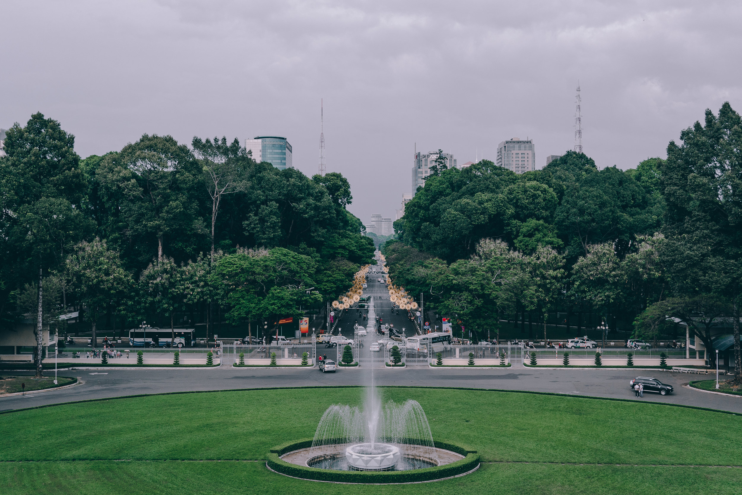 Beautiful view from the Palace overlooking the city of Saigon.