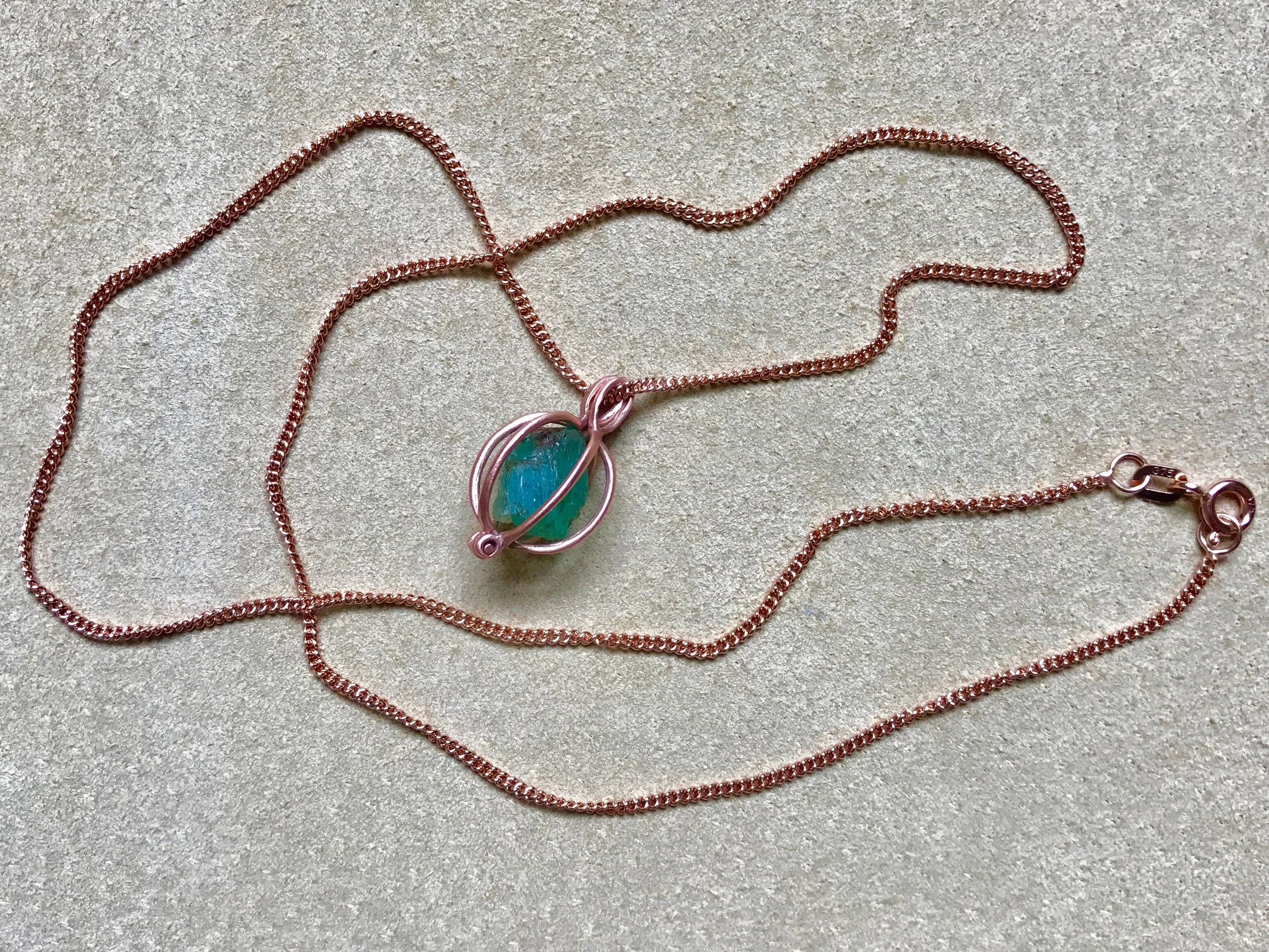Rose Gold Curb Chain & Emerald basket by Tara Turner.jpg
