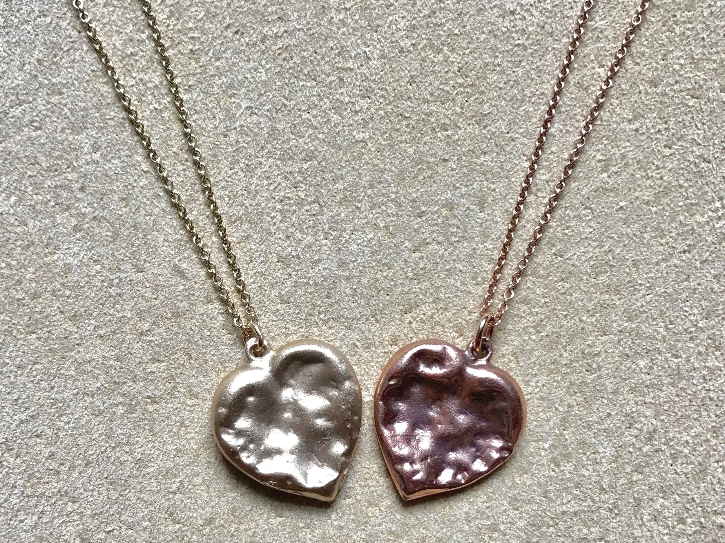 YELLOW & ROSE CHEWED HEART PENDANT NECKLACES