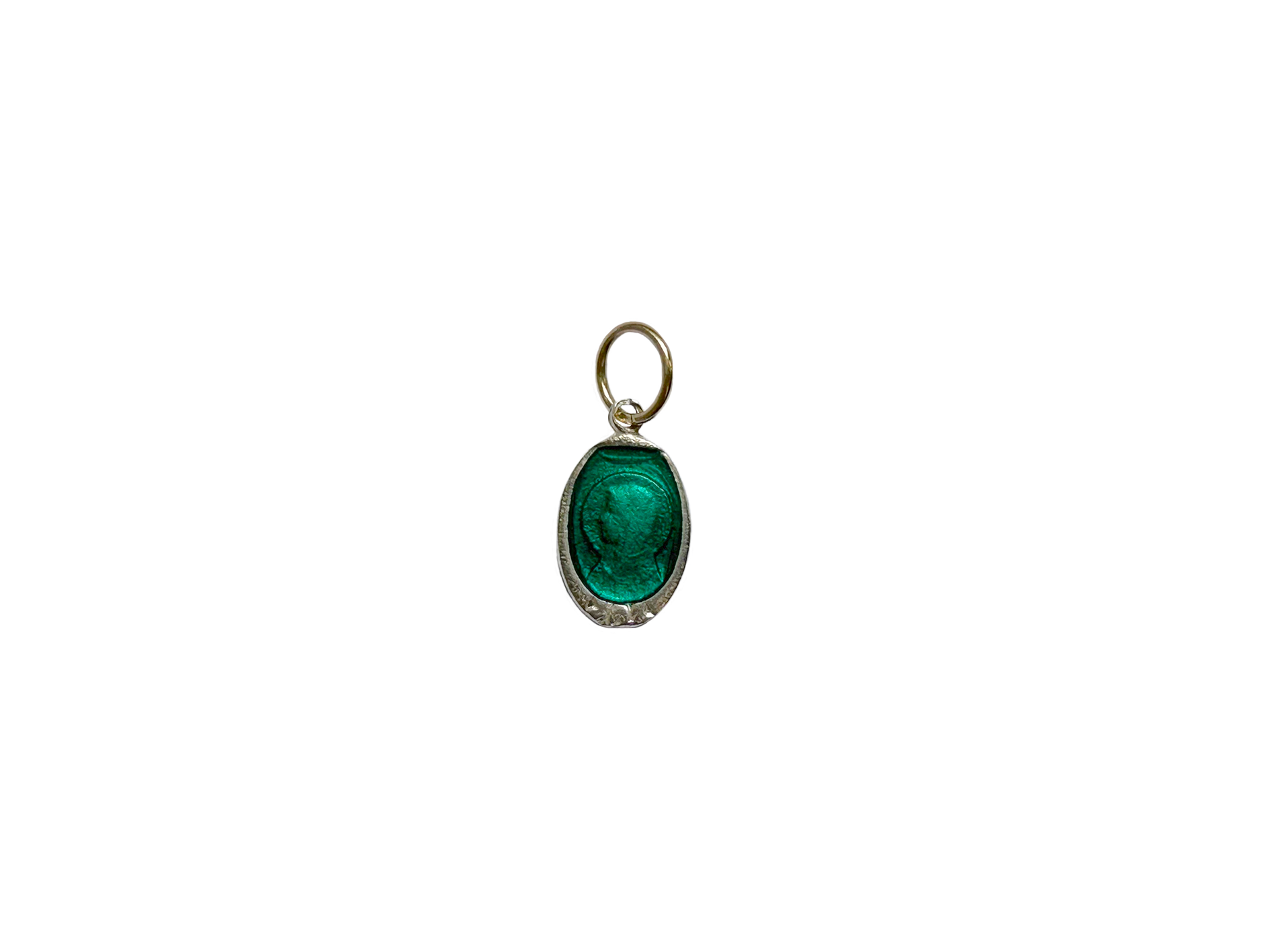 Green Enamel Oval Mother Mary Medallion by Tara Turner.png