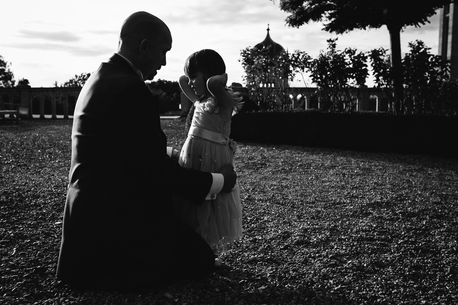 Grandfather and GrandDaughter at a Harlaxton Manor Wedding.