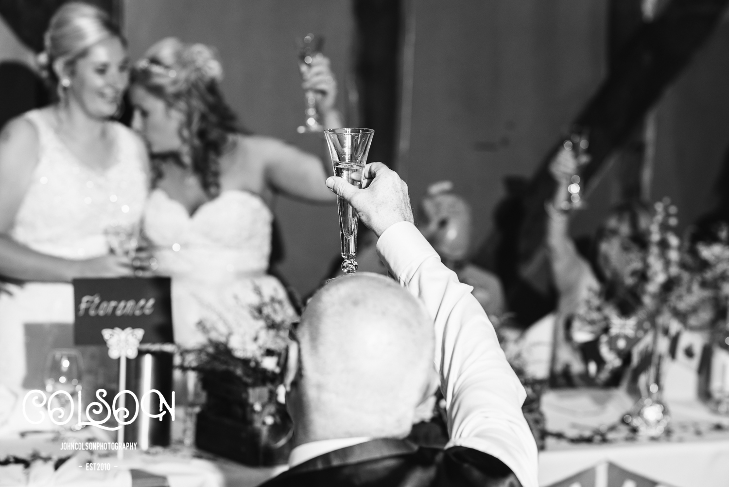 A happy coincidence... I wanted to focus on the guest toasting Cat and Sarah, and got this tender moment thrown in for good measure :-)