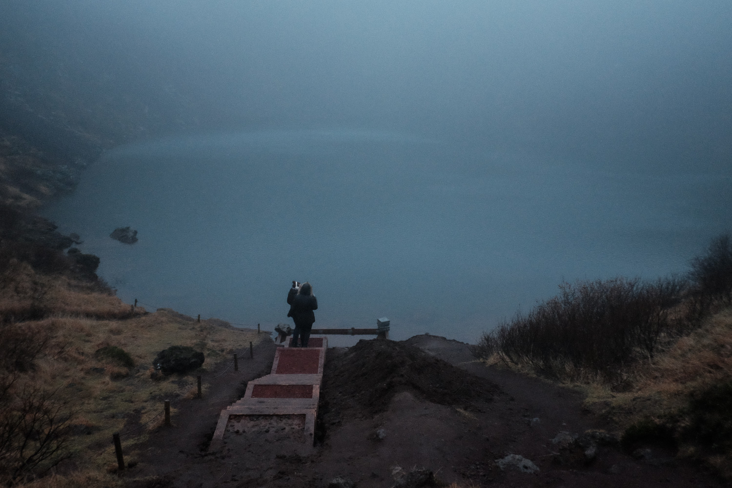 Walking into a volcanic crater at Sunrise. One of the most eerie and amazing experiences.