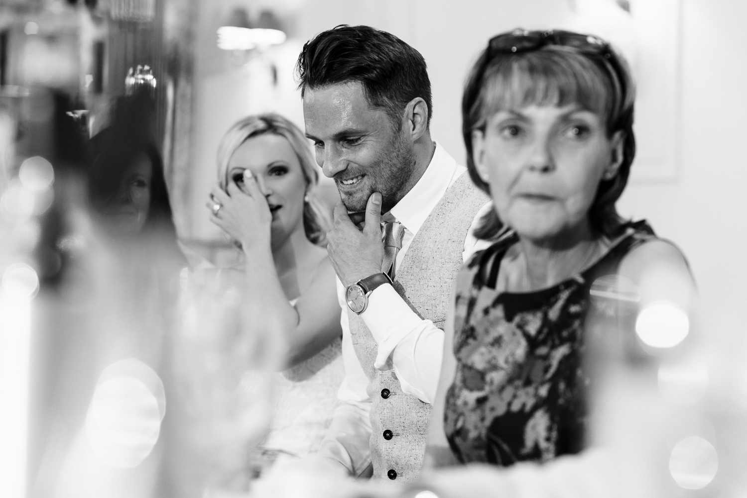 An embarrassed Groom during the Best Mans Speech.