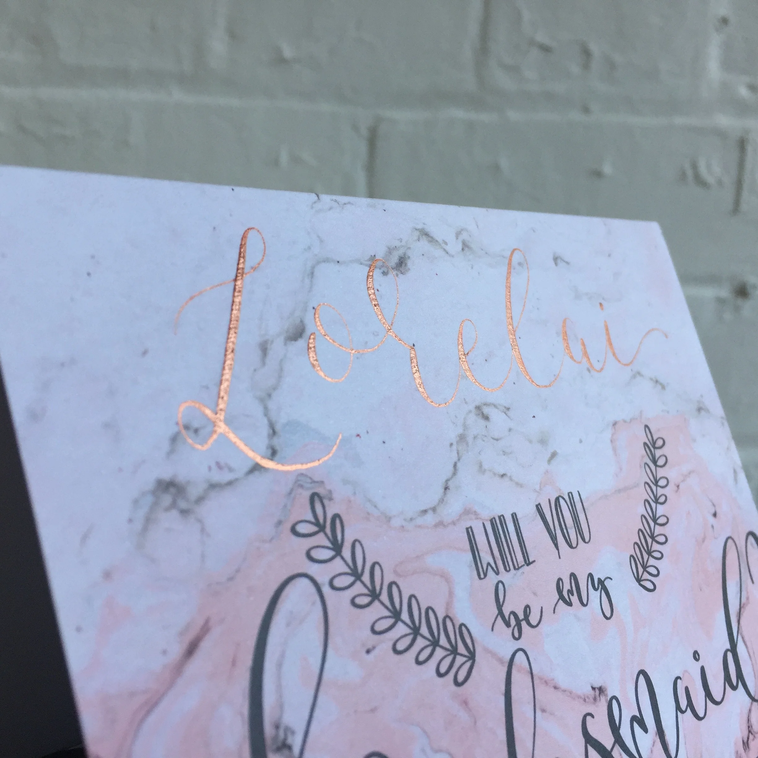hand illustrated in modern calligraphy, will you be my bridesmaid card