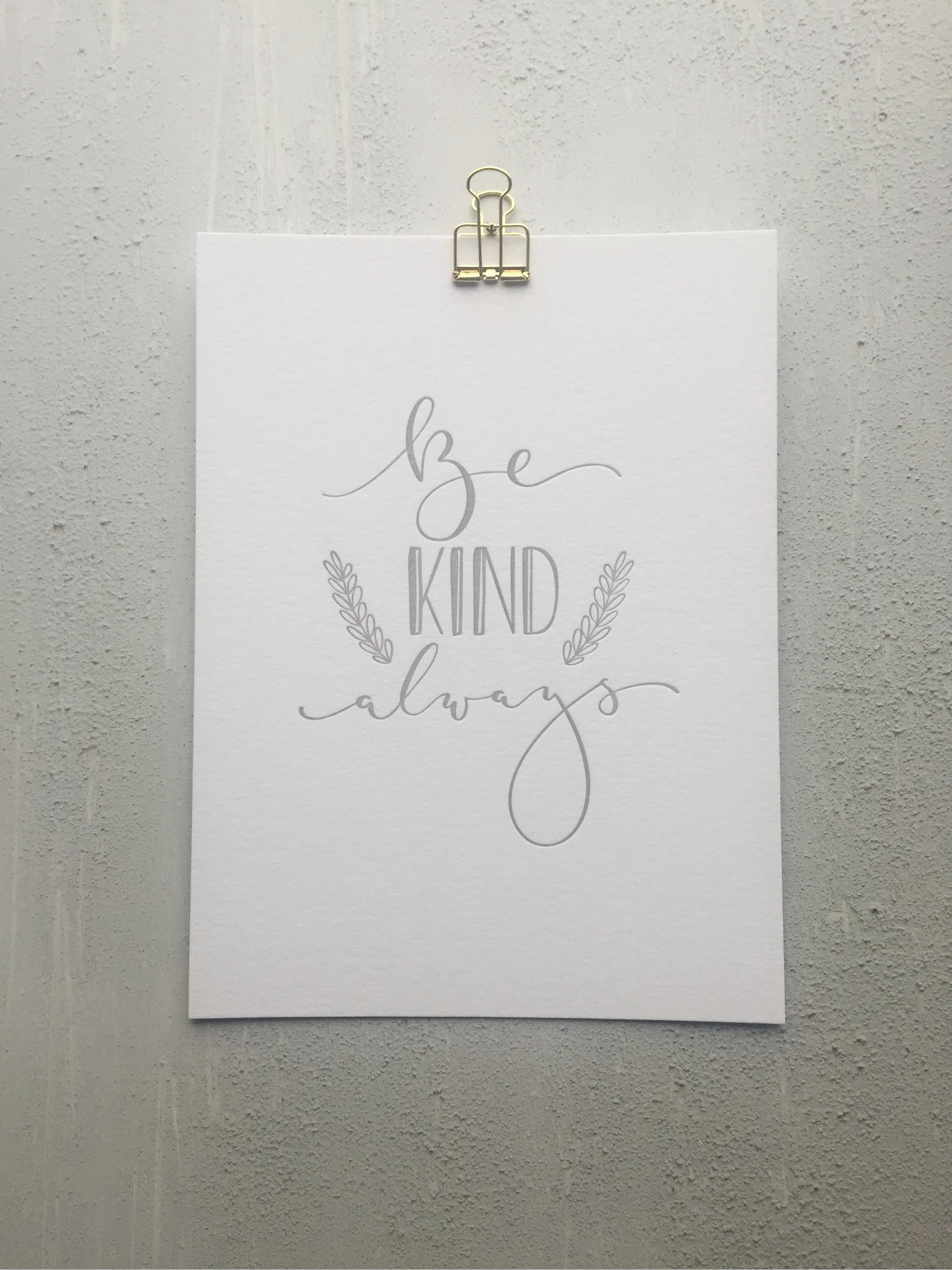 Home and giftware letter pressed wall art with hand illustrated calligraphy