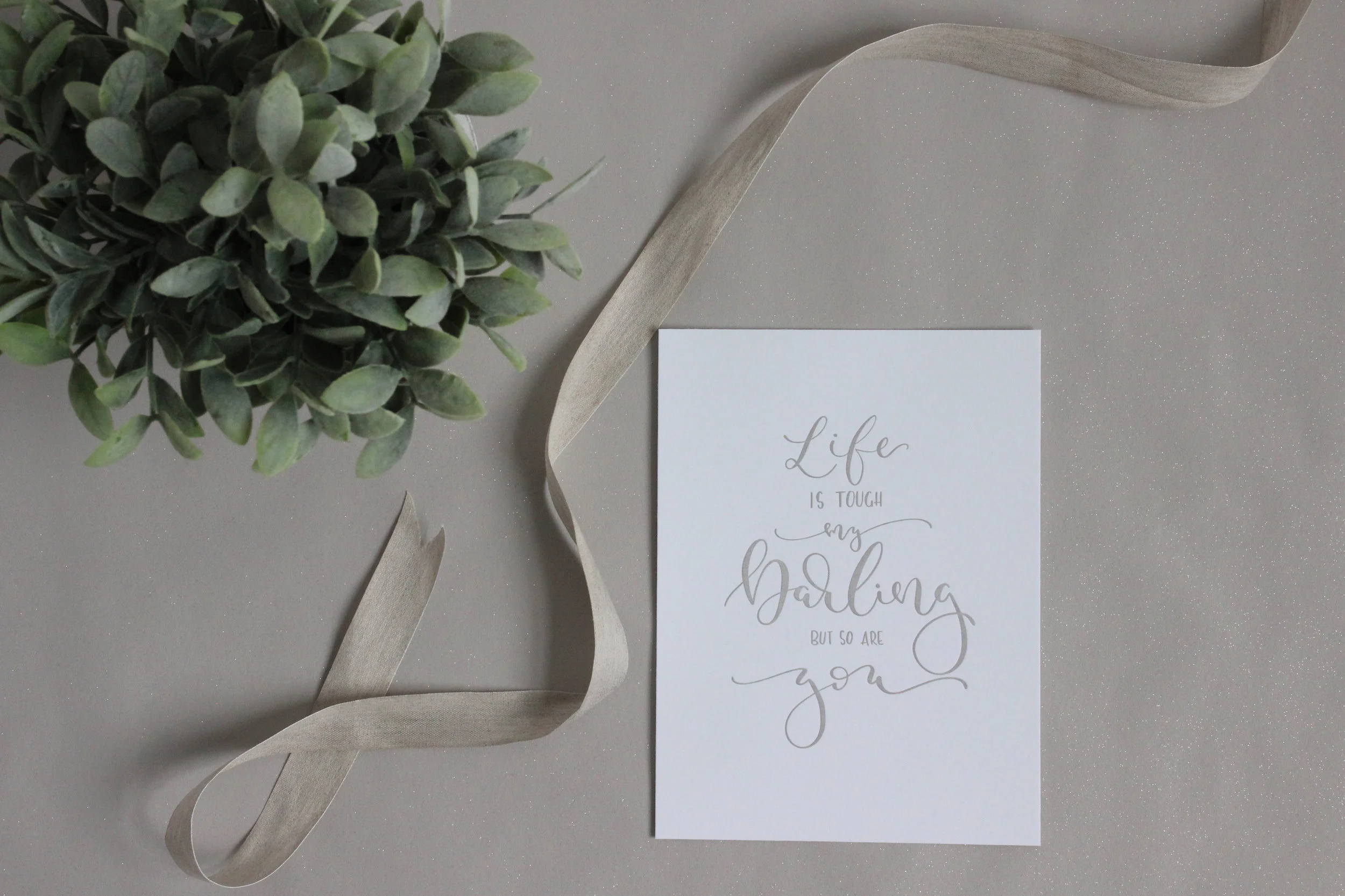 Home and giftware copper foil print with hand illustrated calligraphy