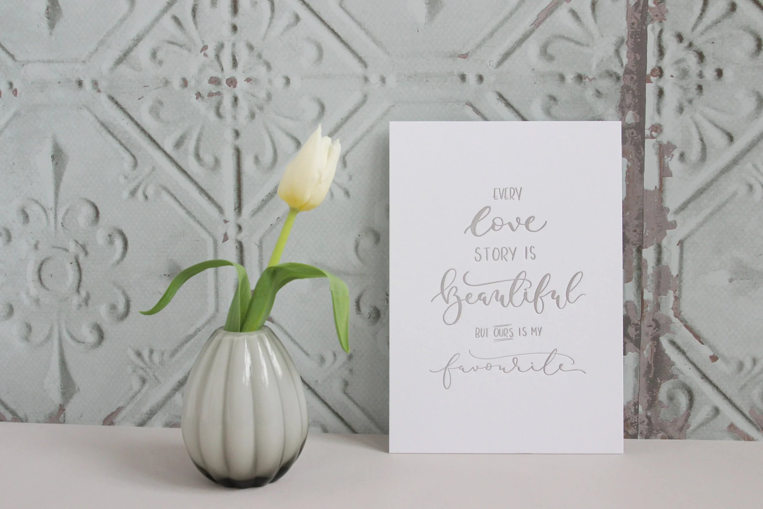 Home and giftware letter pressed wall art with hand illustrated calligraphy