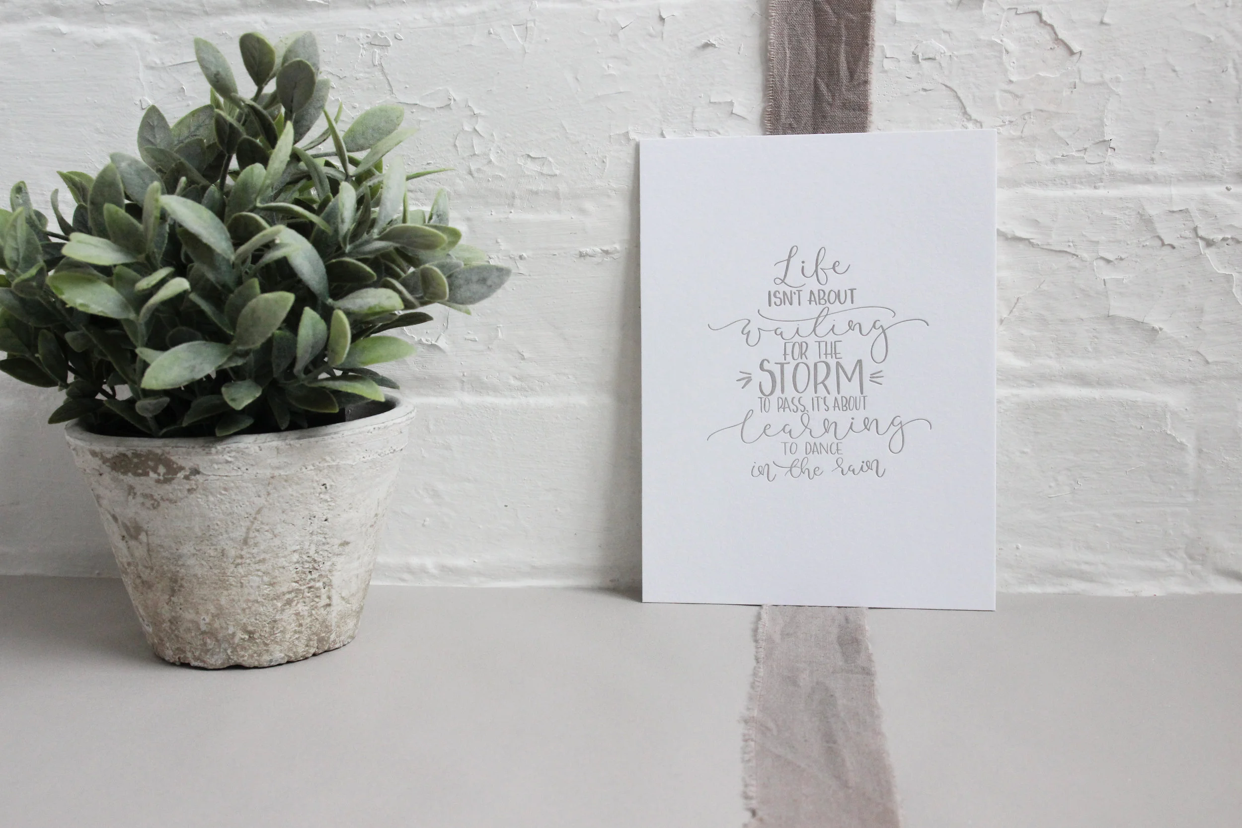 Home and giftware letter pressed wall art with hand illustrated calligraphy