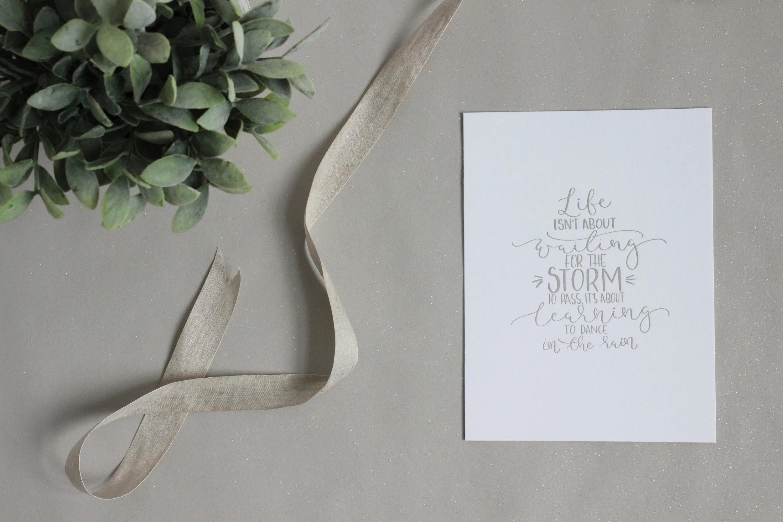 Home and giftware letter pressed wall art with hand illustrated calligraphy