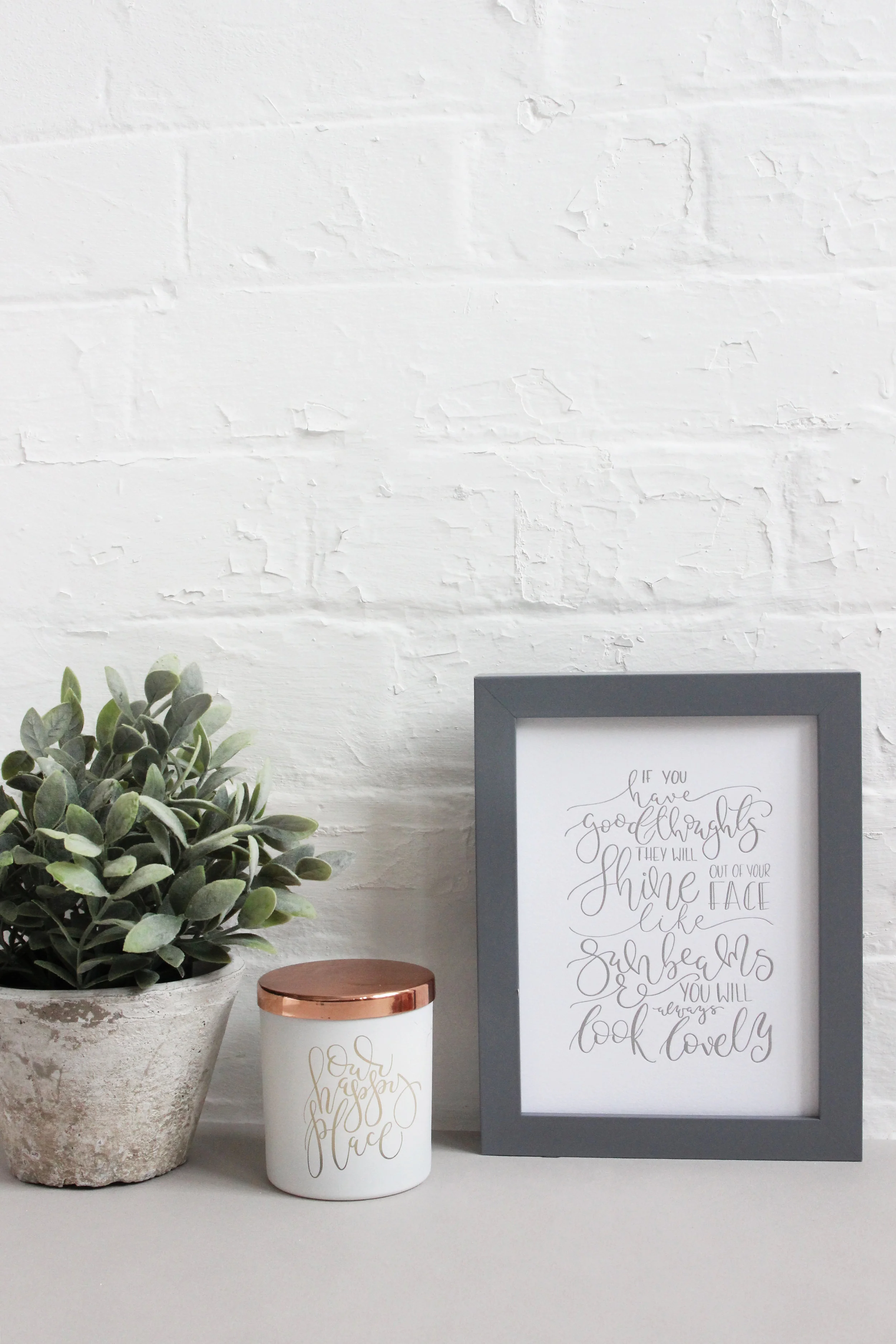 Home and giftware letter pressed wall art with hand illustrated calligraphy