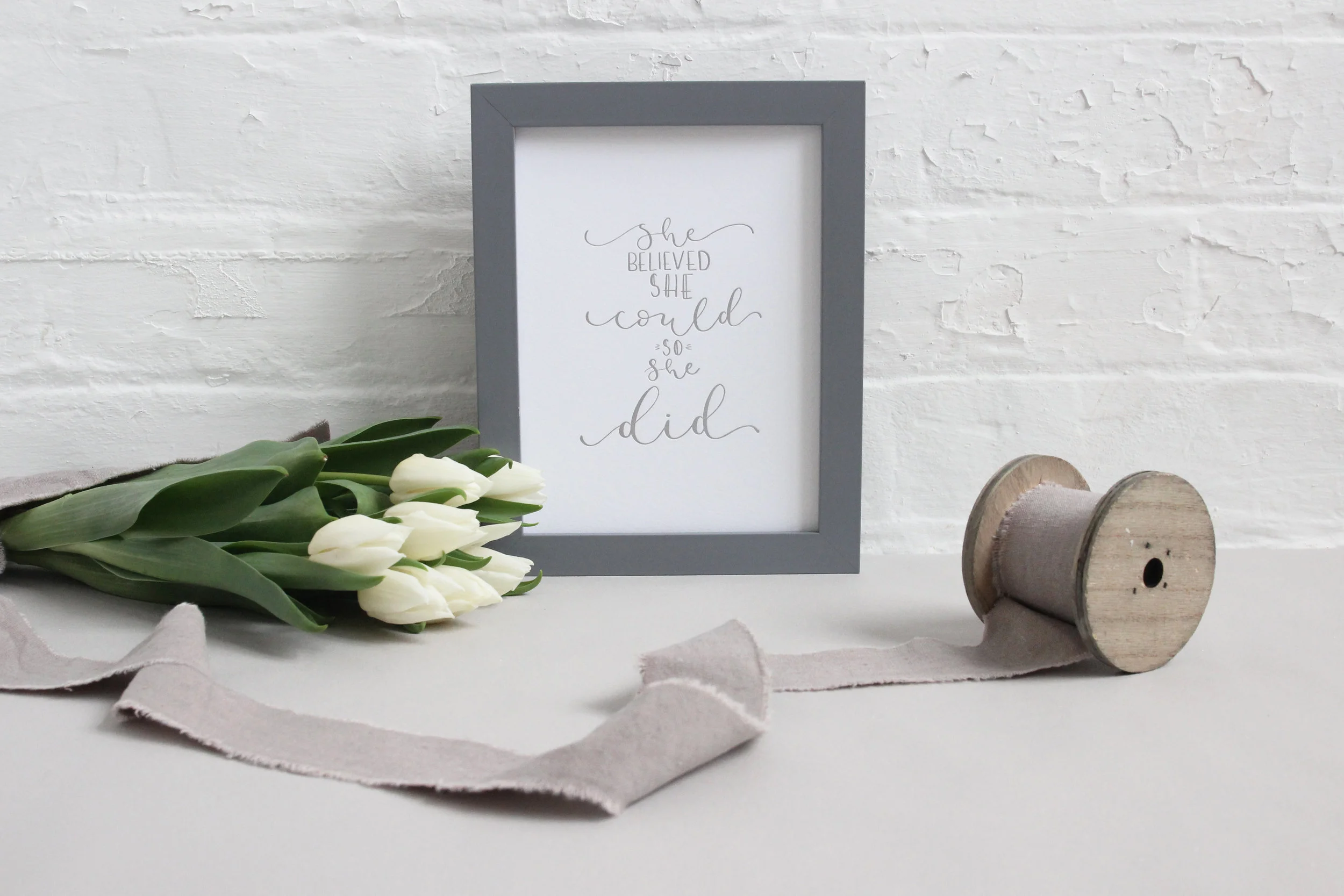Home and giftware letter pressed wall art with hand illustrated calligraphy