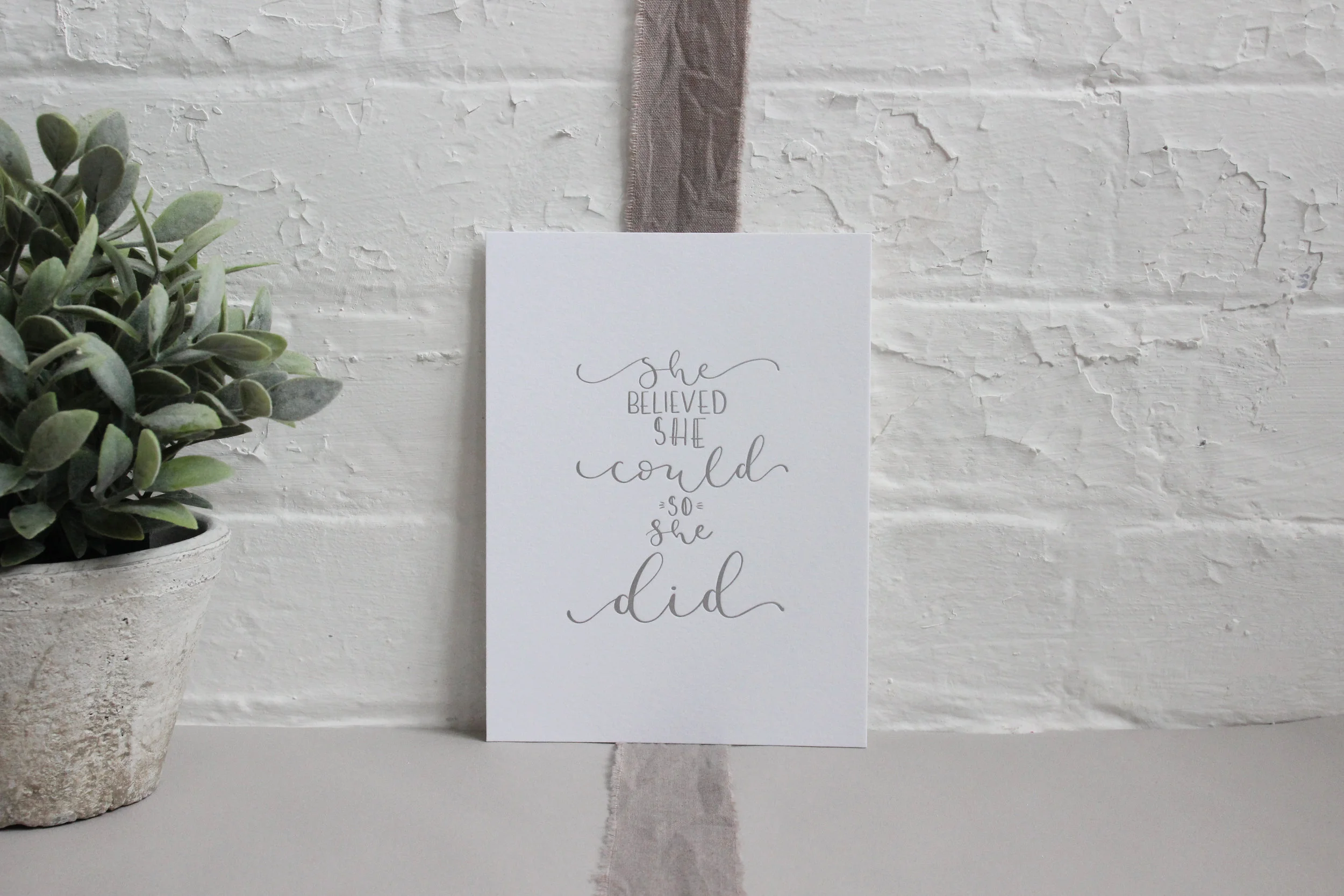 Home and giftware letter pressed wall art with hand illustrated calligraphy