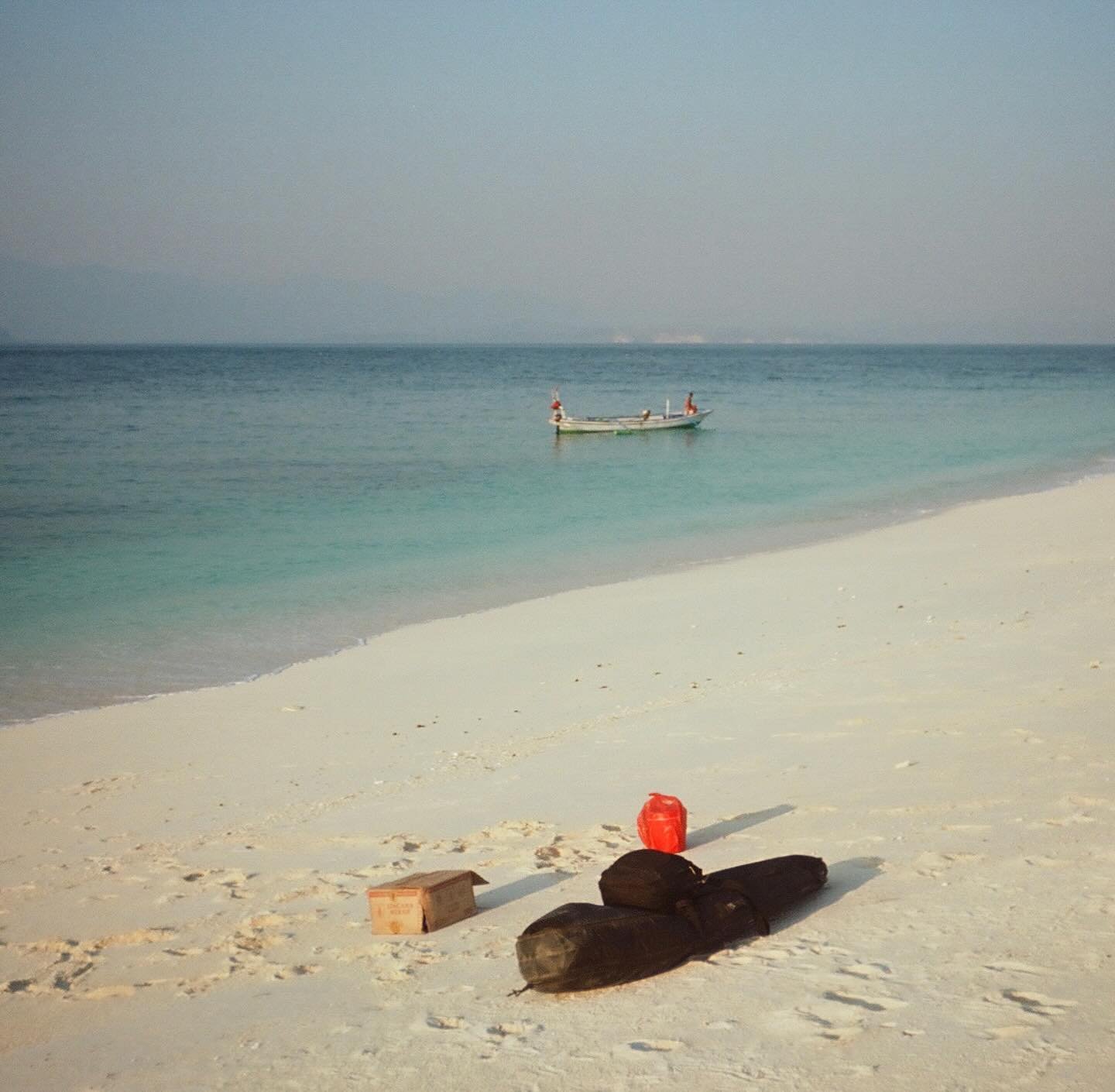 Getting dropped on an uninhabited island 40km offshore with just this.

One board and @creaturesofleisure board bag, which doubled as a bed and chair.

Box filled with eight one-litre water bottles, couple packs of biscuits and couple packs of durrie