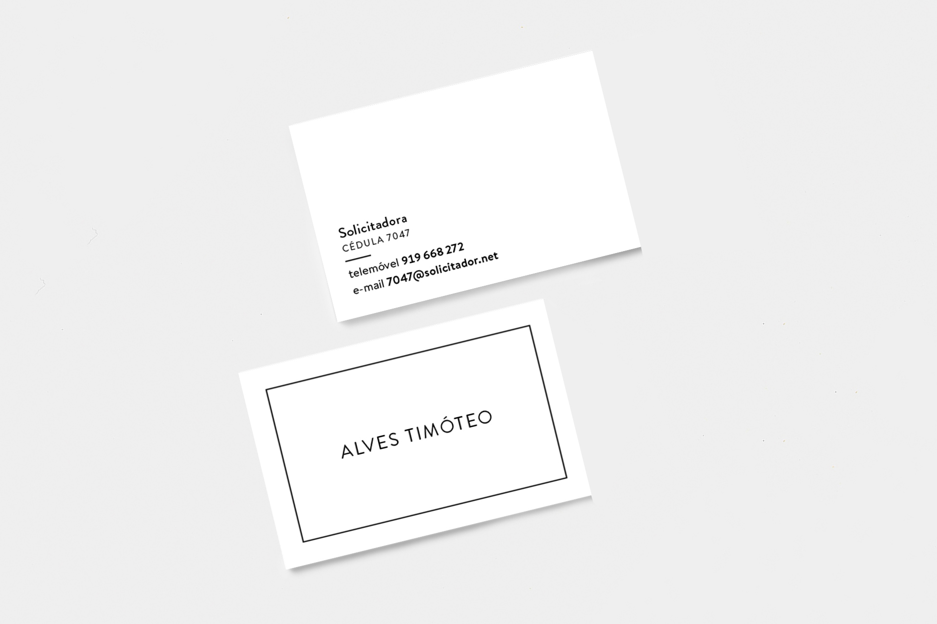 Business cards for solicitor/adviser Rute Alves Timóteo.