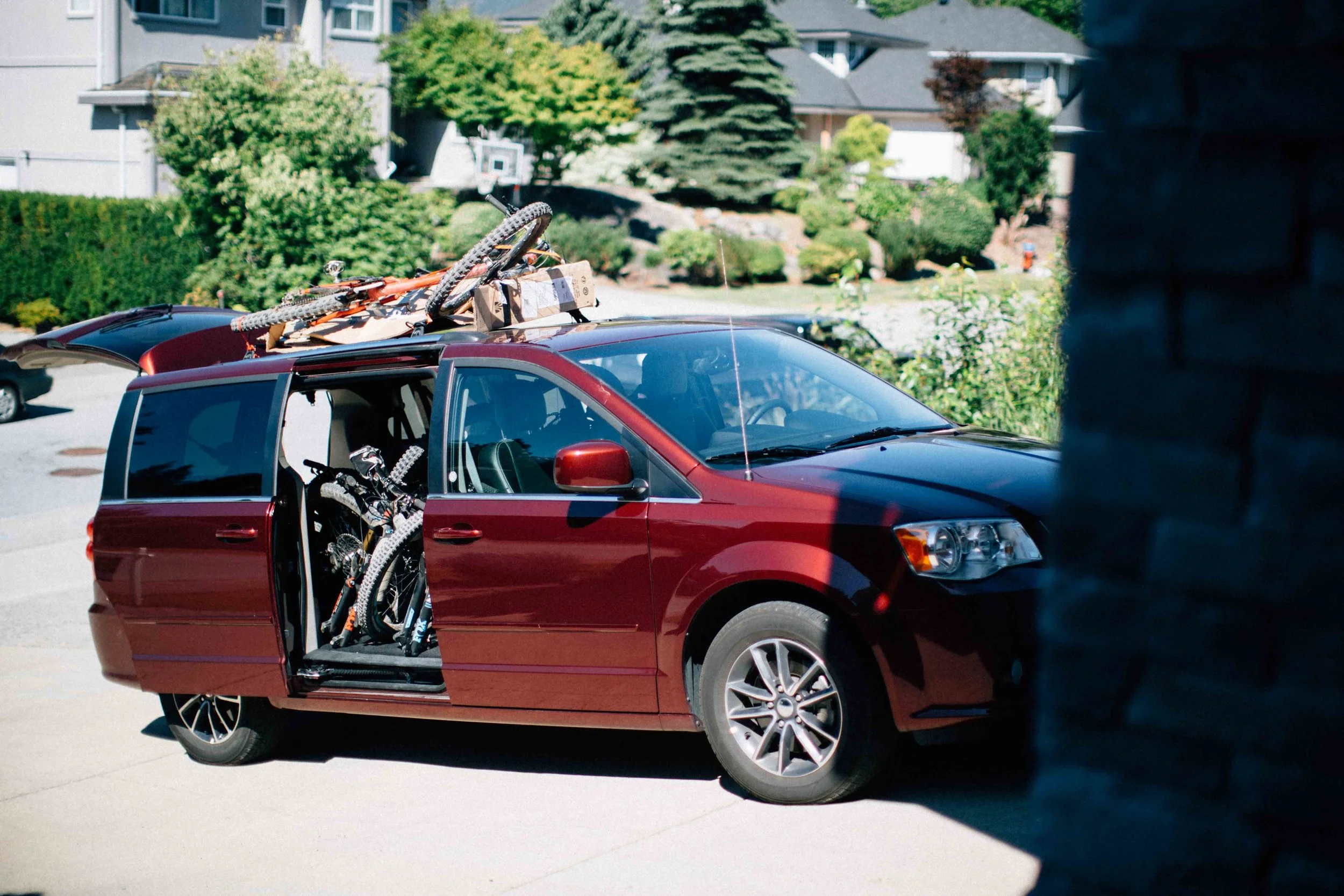 The trusty Dodge Caravan that we managed to pile seven bikes and seven dudes in for a shuttle run.