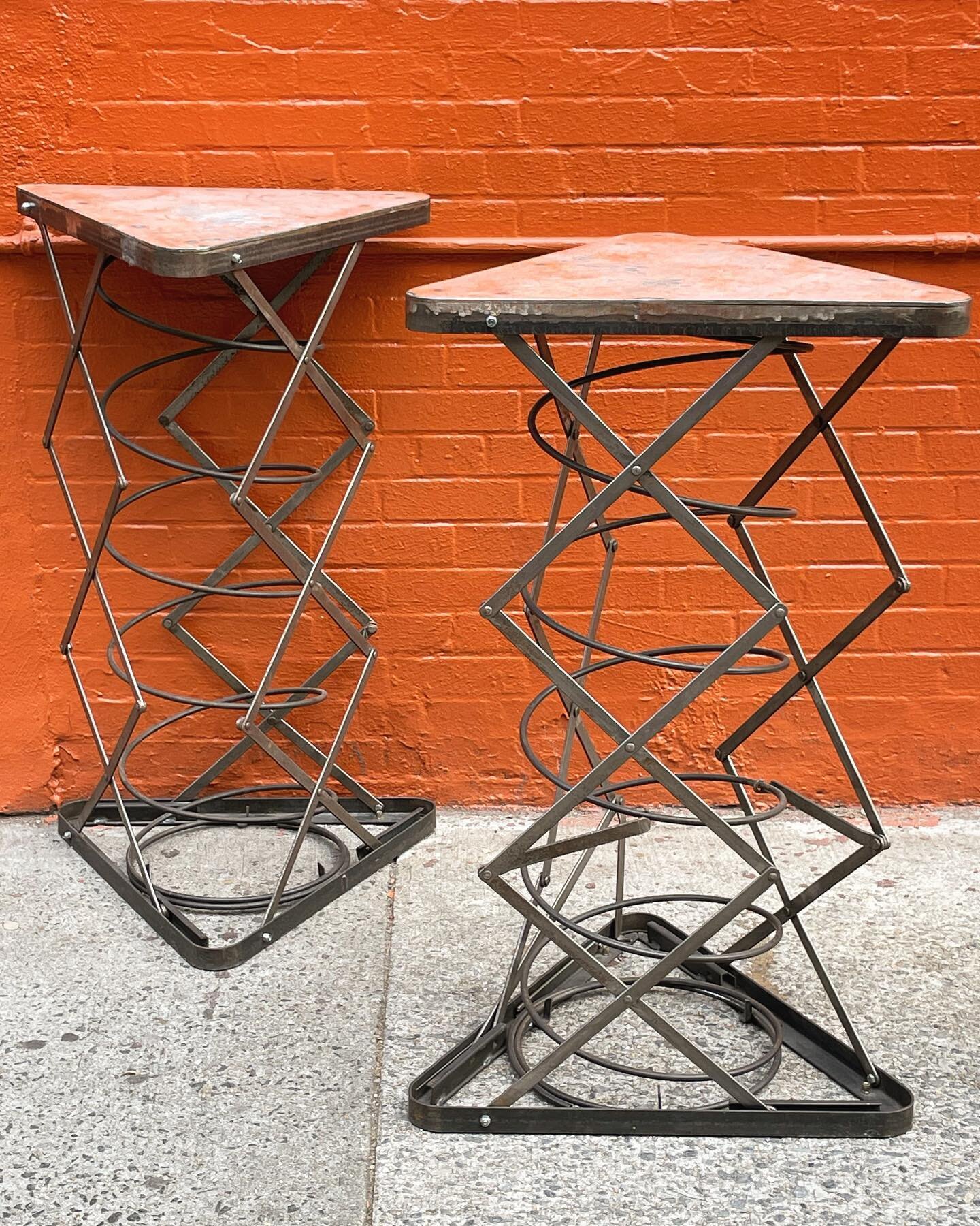 Early Twentieth Century Industrial Spring Loaded Table &bull; $395 &amp; $325 (damaged) 
&bull;
&bull;
&bull;
&bull;
&bull;
#industrial #springloaded #1920s #factory #table #unique #strange #bounce #antique #antiquetable #design #interiordesign #nyca