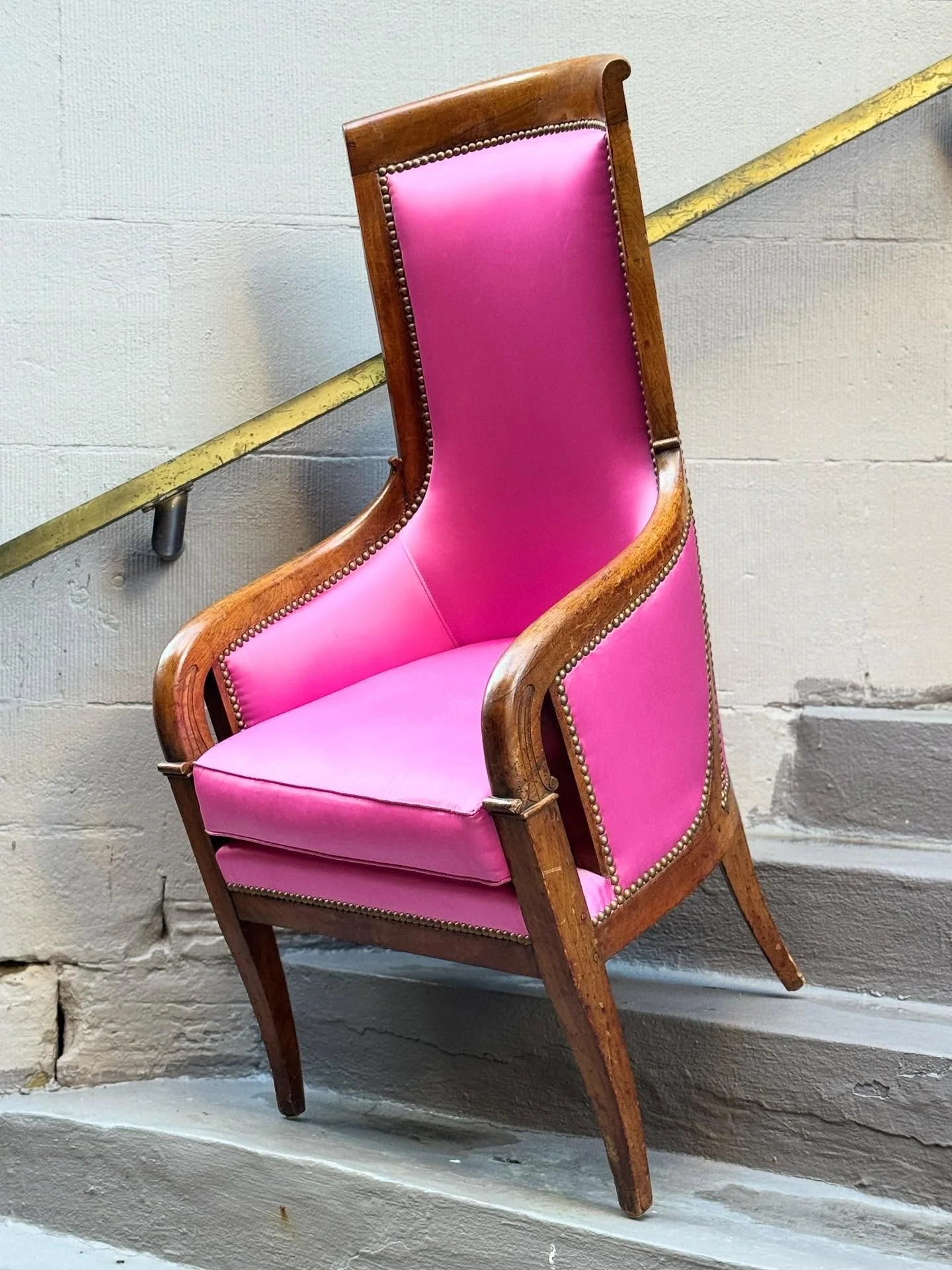 Pink Upholstered Biedermeier Armchair &bull; $325
&bull;
&bull;
&bull;
&bull;
&bull;
#armchair #chair #antique #upholstered #pink #thinkpink #silk #biedermeier #vintagefurniture #nycfurniture #thriftshop #sidechair #design #interiordesign #nycapartme