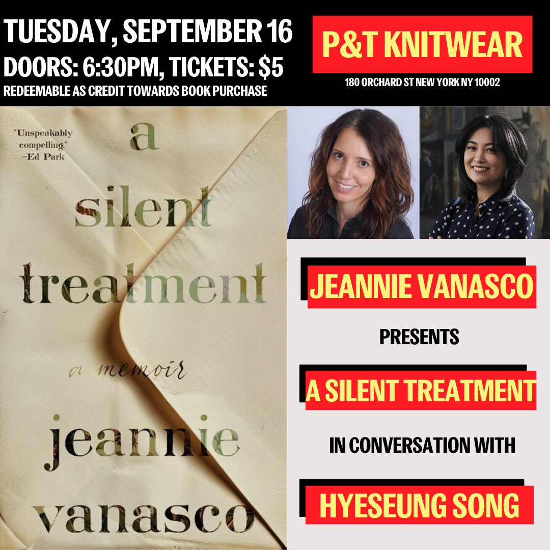 NYC Launch of Jeannie Vanasco's A SILENT TREATMENT at P&T Knitwear