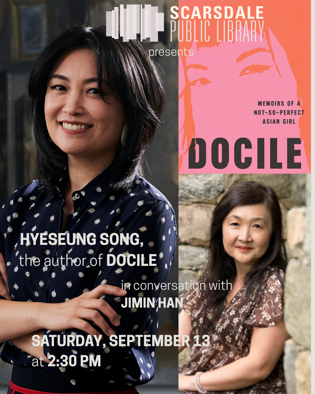 Scarsdale Public Library in Scarsdale, NY, with Jimin Han, Books by Bronx River Books