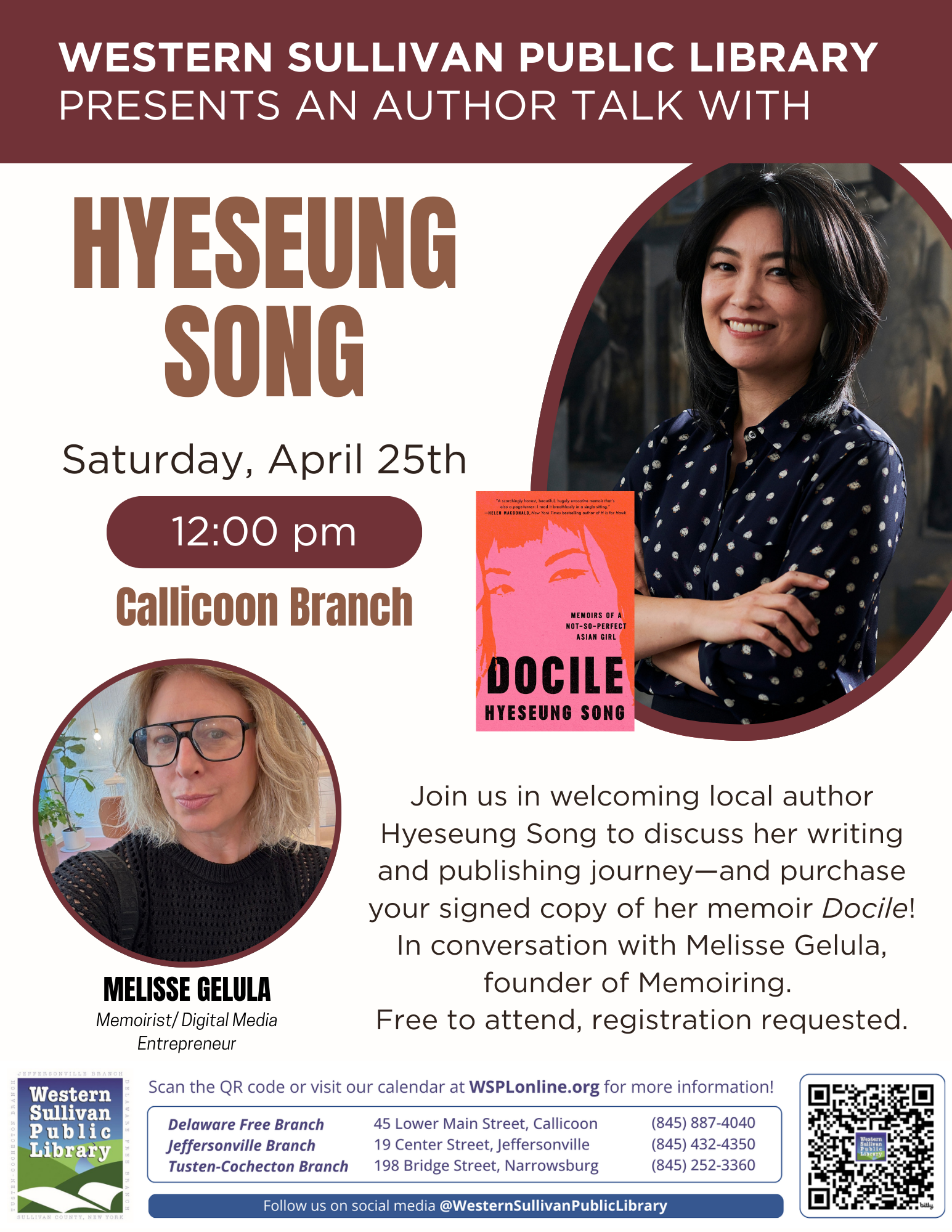 Western Sullivan Public Library Author Talk with Melisse Gelula